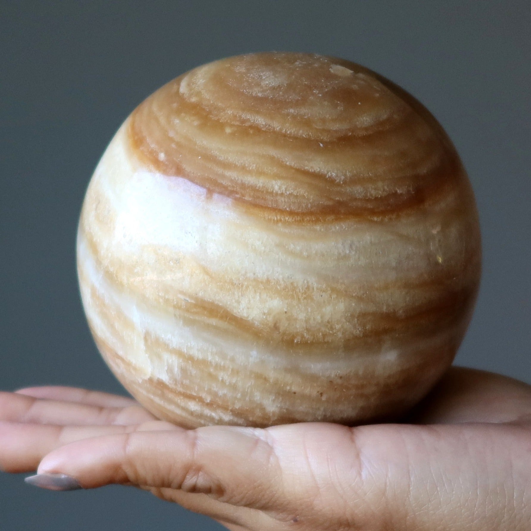 Aragonite Sphere Mocha Motivation Good Vibration Crystal Ball