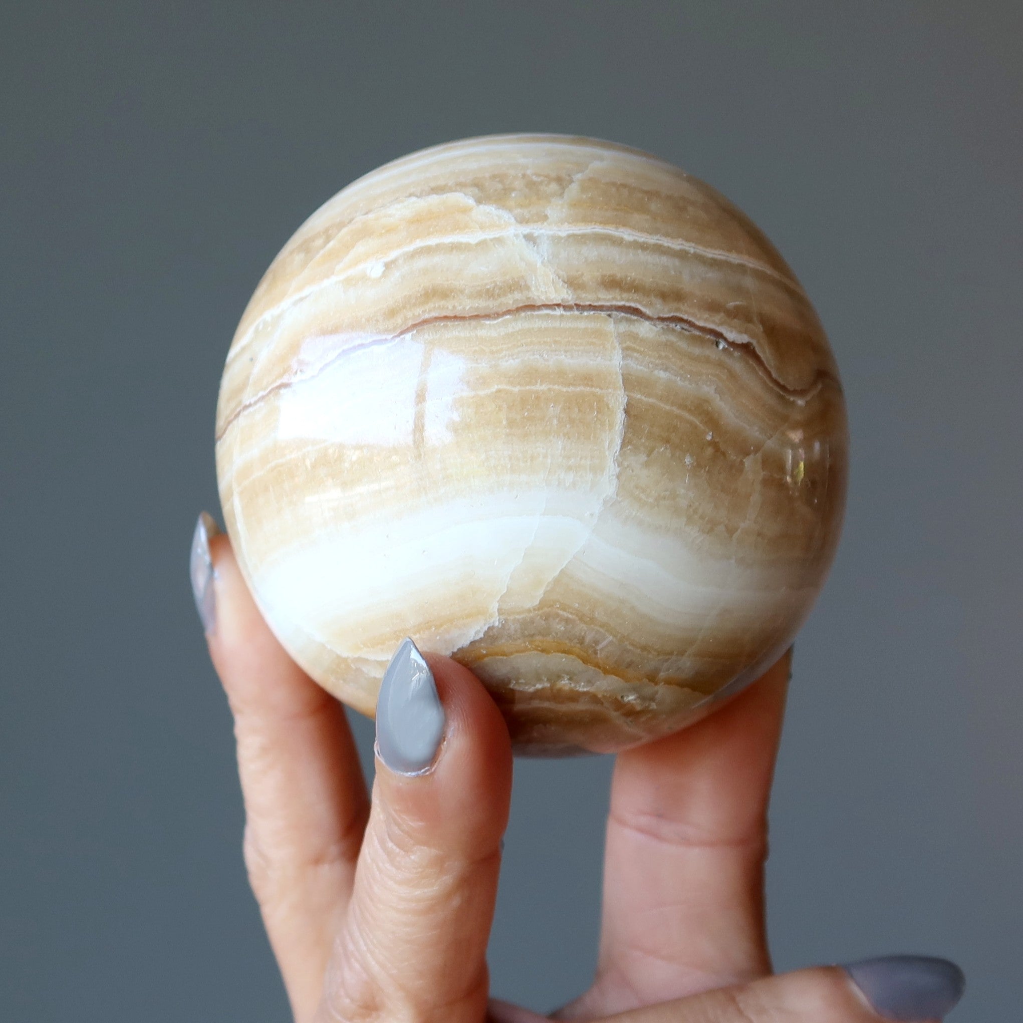 Aragonite Sphere Mocha Motivation Good Vibration Crystal Ball