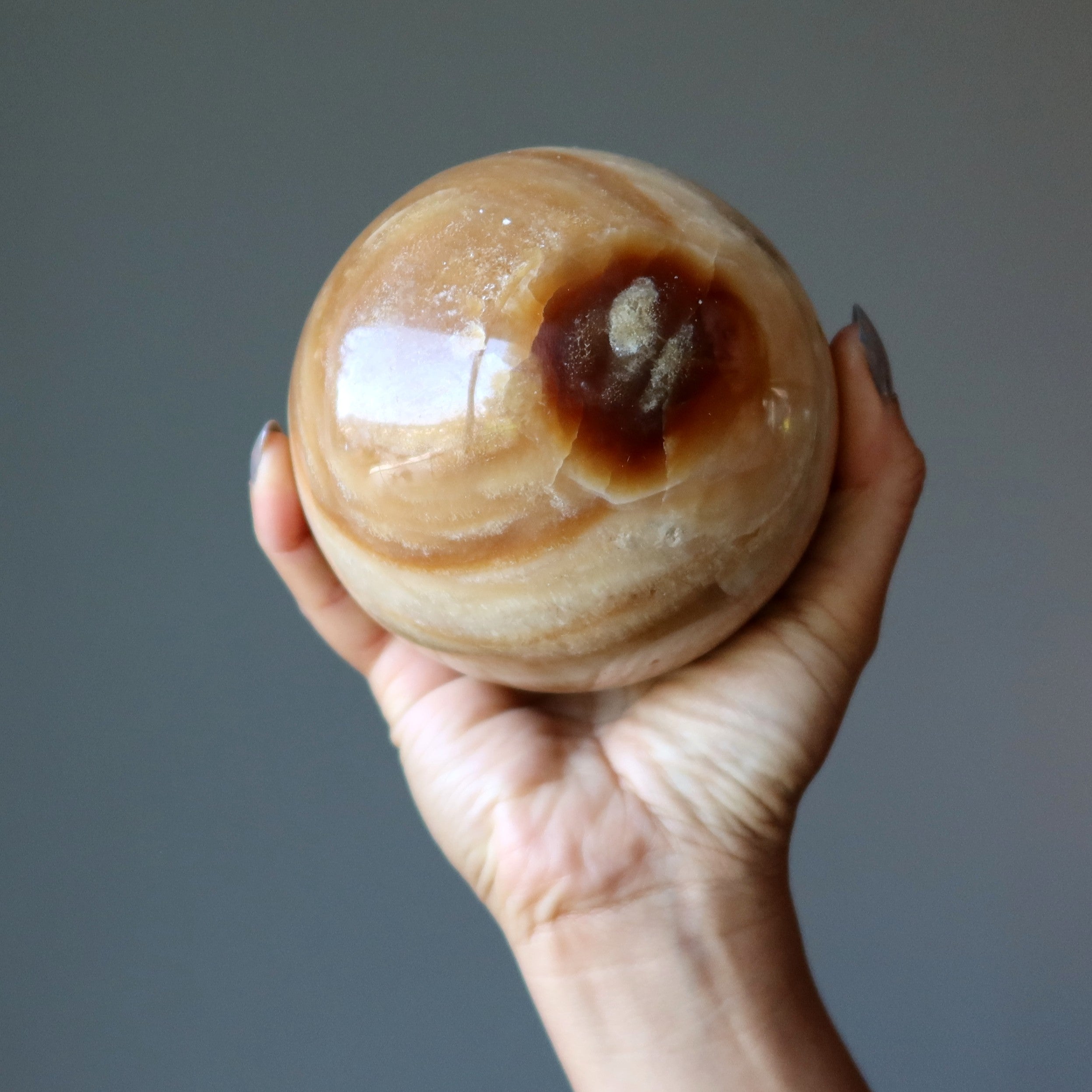 Aragonite Sphere Mocha Motivation Good Vibration Crystal Ball