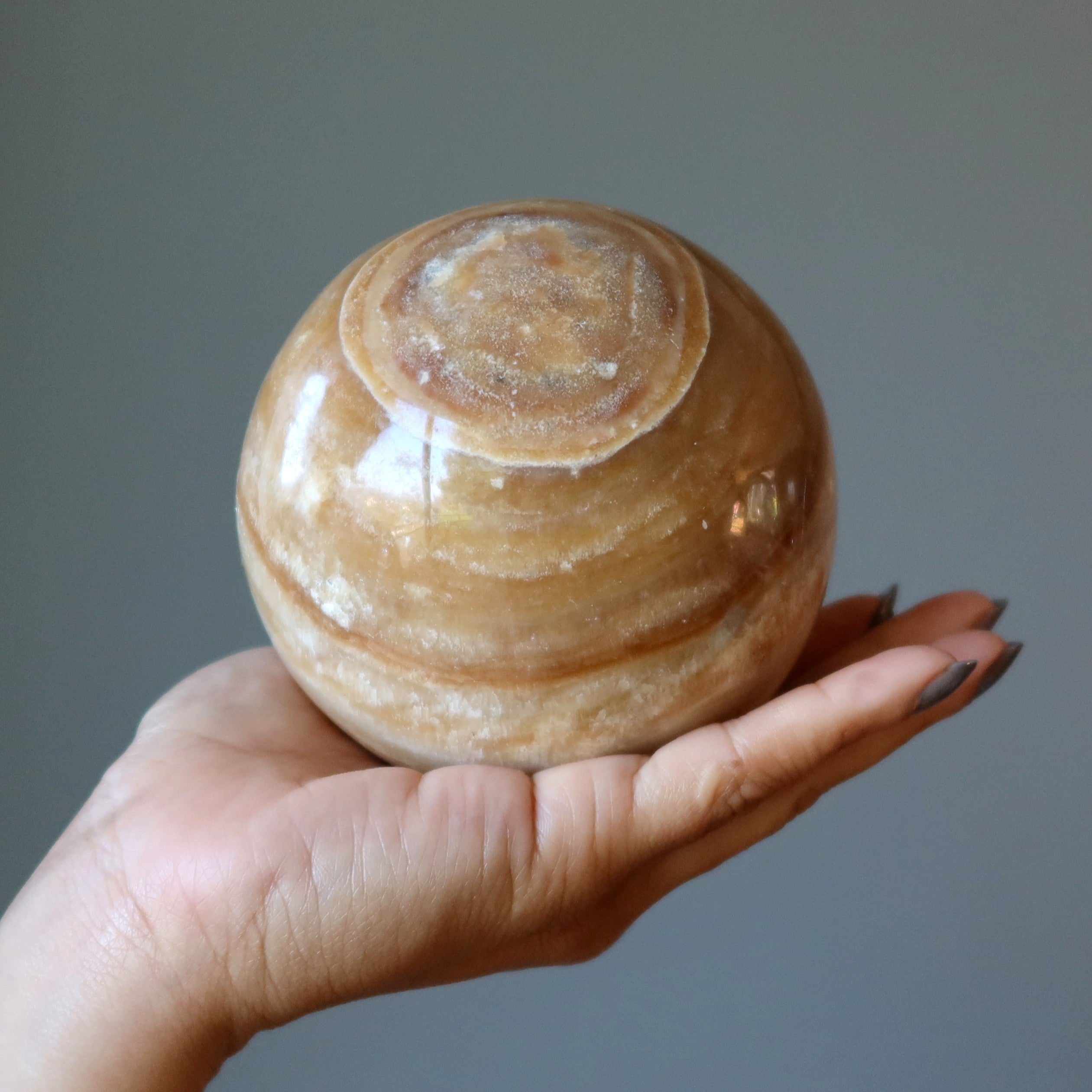 Aragonite Sphere Mocha Motivation Good Vibration Crystal Ball