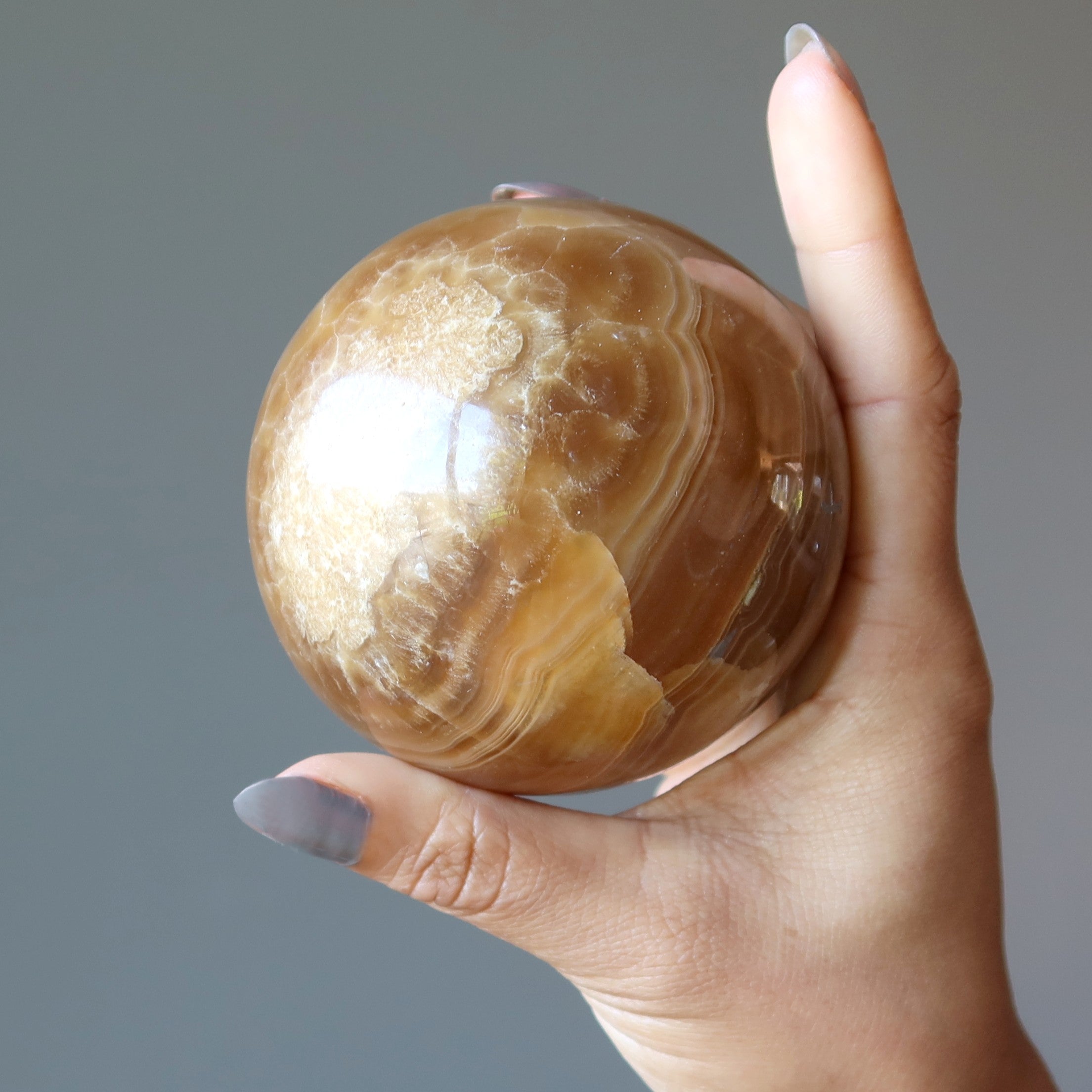 Aragonite Sphere Mocha Motivation Good Vibration Crystal Ball