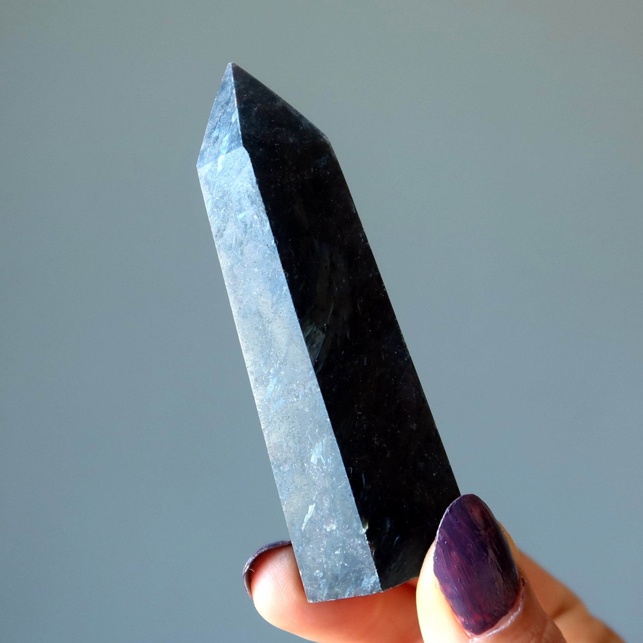 Arfvedsonite Tower Wand Zip Zap Black Blue Point