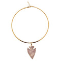 Rosenquarz-Halskette mit Pfeilspitze Amor-Gold-Choker