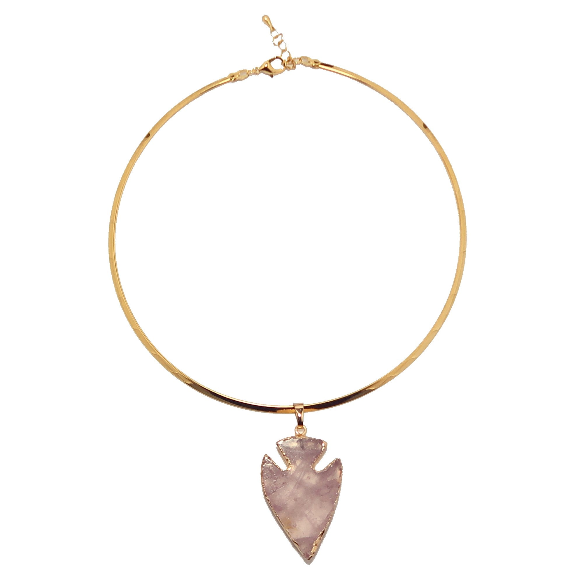 Rosenquarz-Halskette mit Pfeilspitze Amor-Gold-Choker