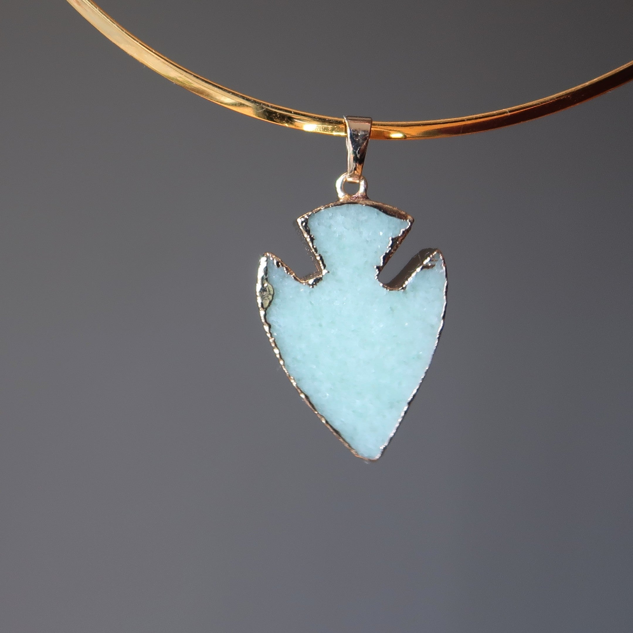 Grüner Aventurin Halskette Pfeilspitze Gold Collier