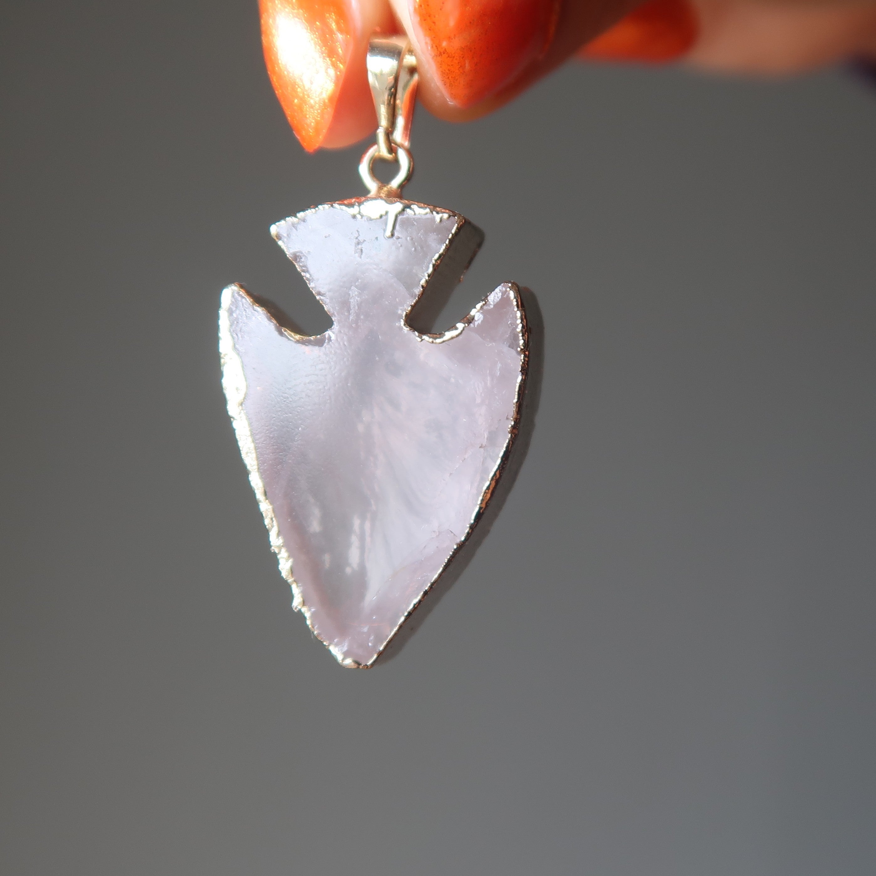 Pendentif en Quartz Rose Pointe de Flèche de l'Amour Or