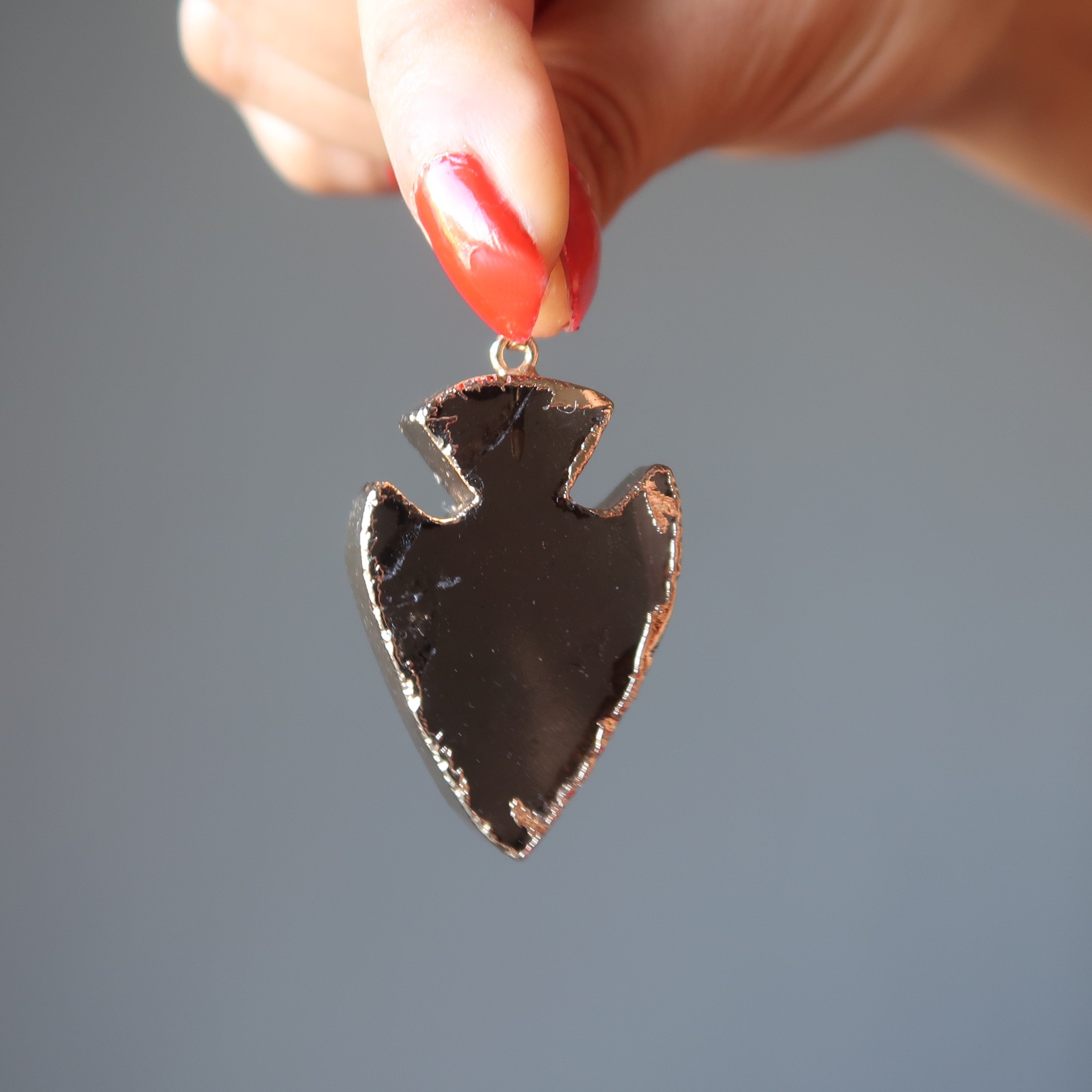 Smoky Quartz Pendant Arrowhead Aim for Gold