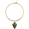Grüner Aventurin Halskette Pfeilspitze Gold Collier
