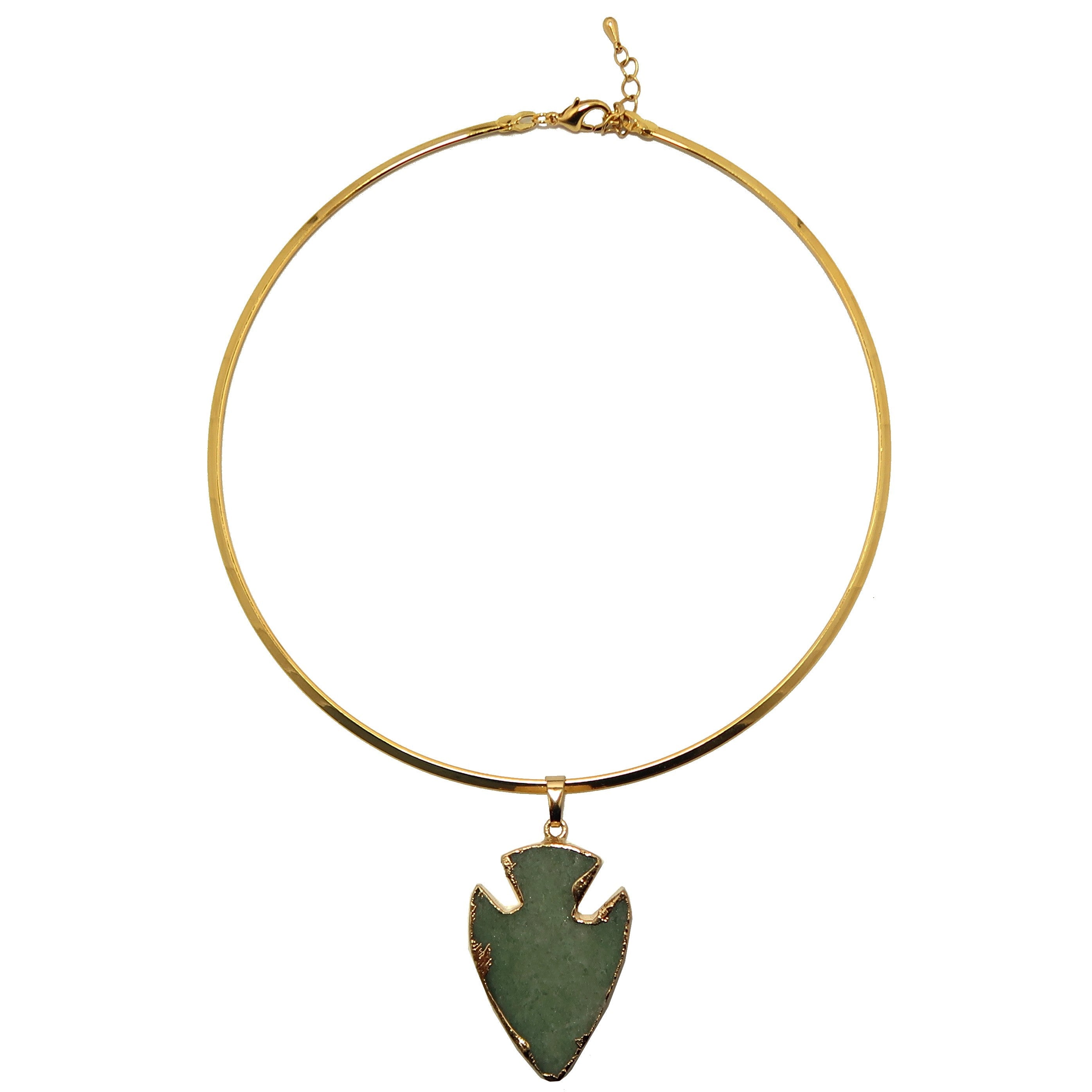 Grüner Aventurin Halskette Pfeilspitze Gold Collier