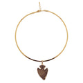 Collier en quartz fumé avec pendentif flèche, ras-du-cou doré