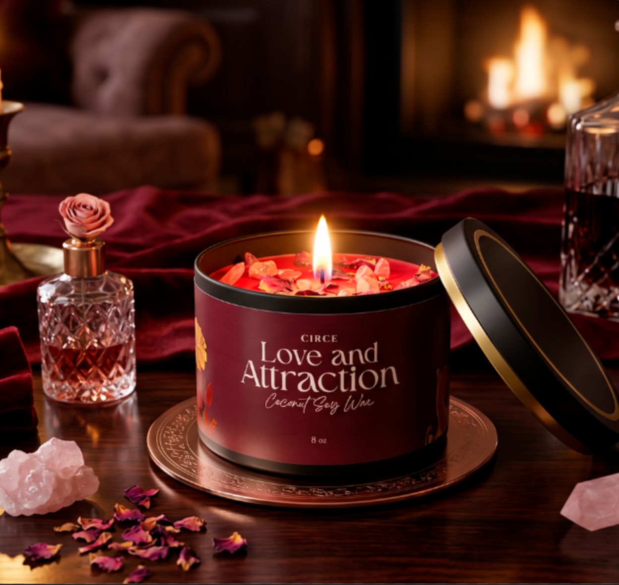 Bougie Amour et Attraction — Manifestation Romantique 227 g