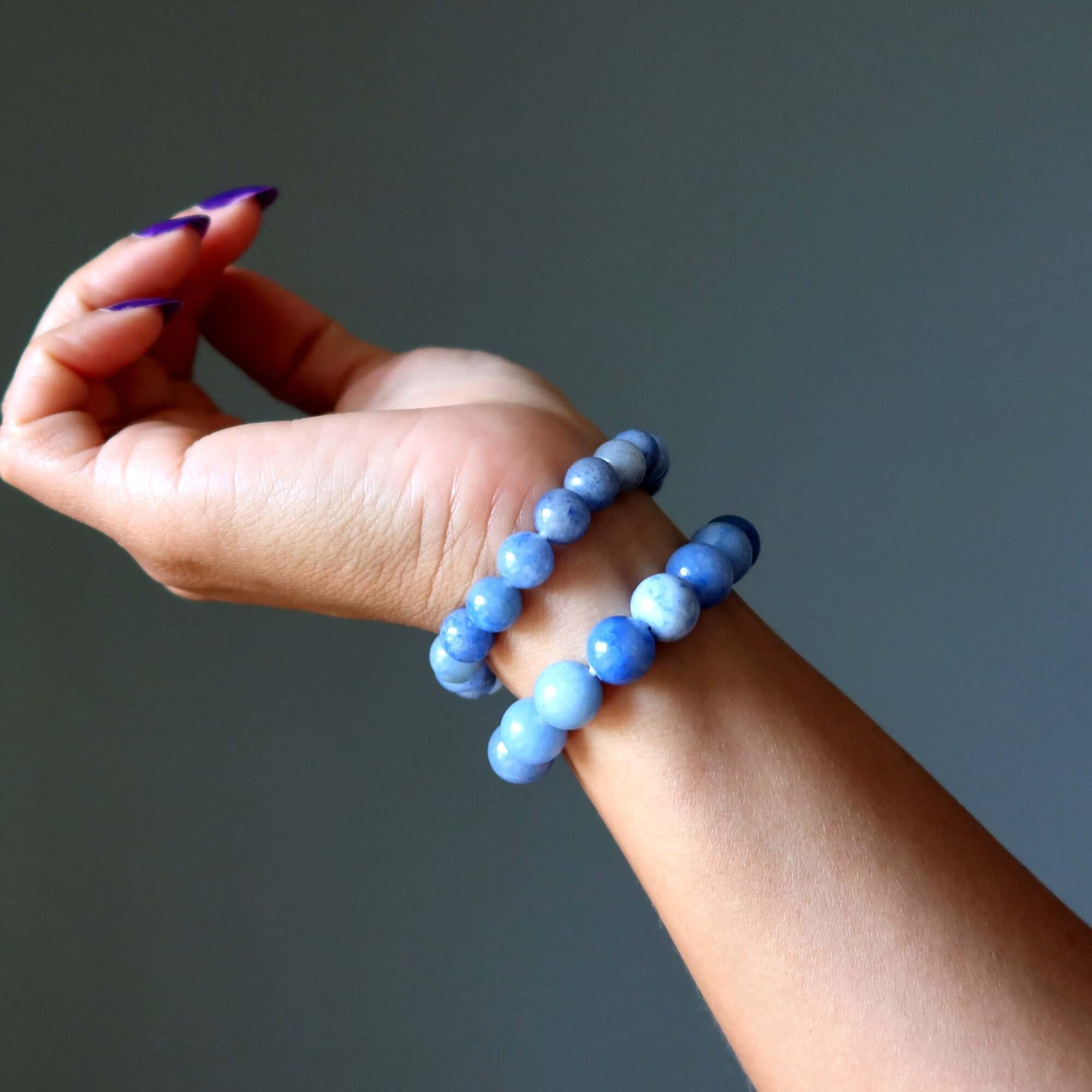 Bracelet en Aventurine Bleue – Perles de Pierres Précieuses pour la Concentration et le Succès