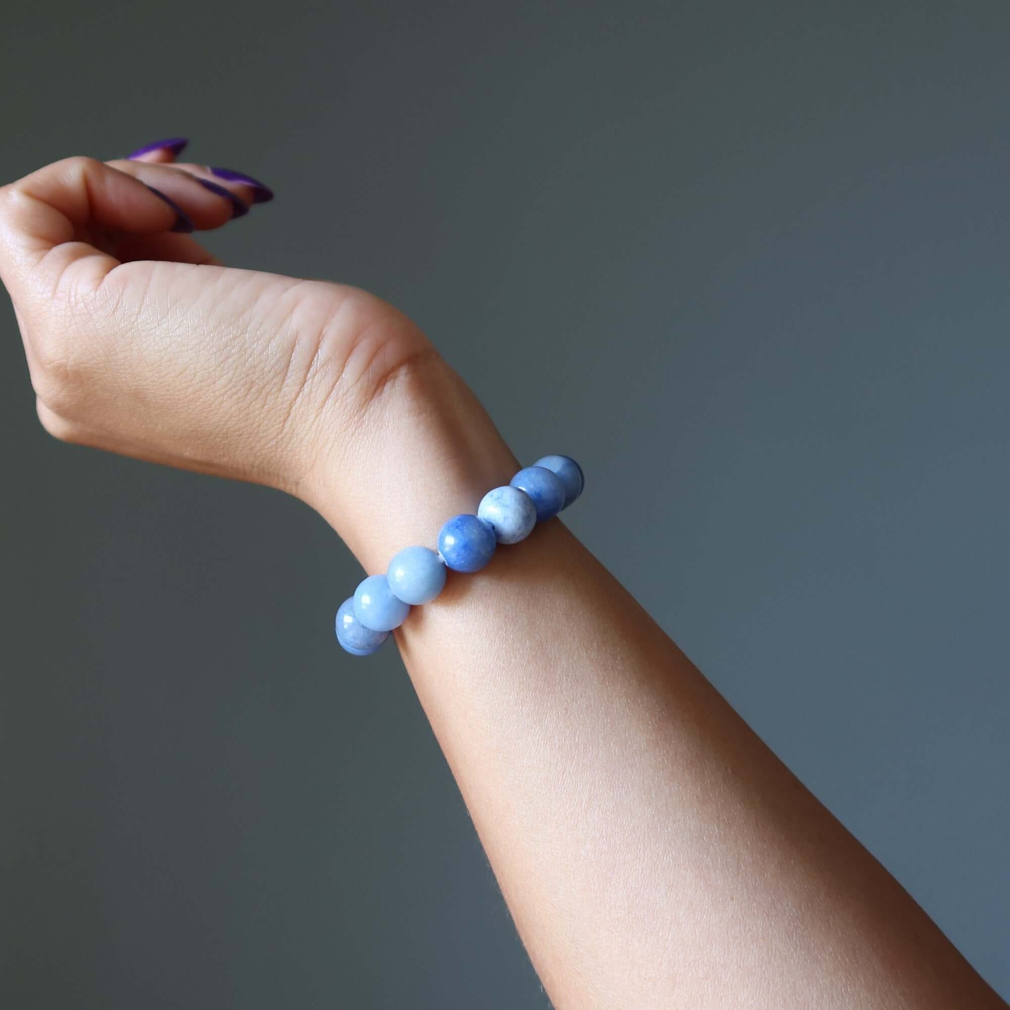 Bracelet en Aventurine Bleue – Perles de Pierres Précieuses pour la Concentration et le Succès