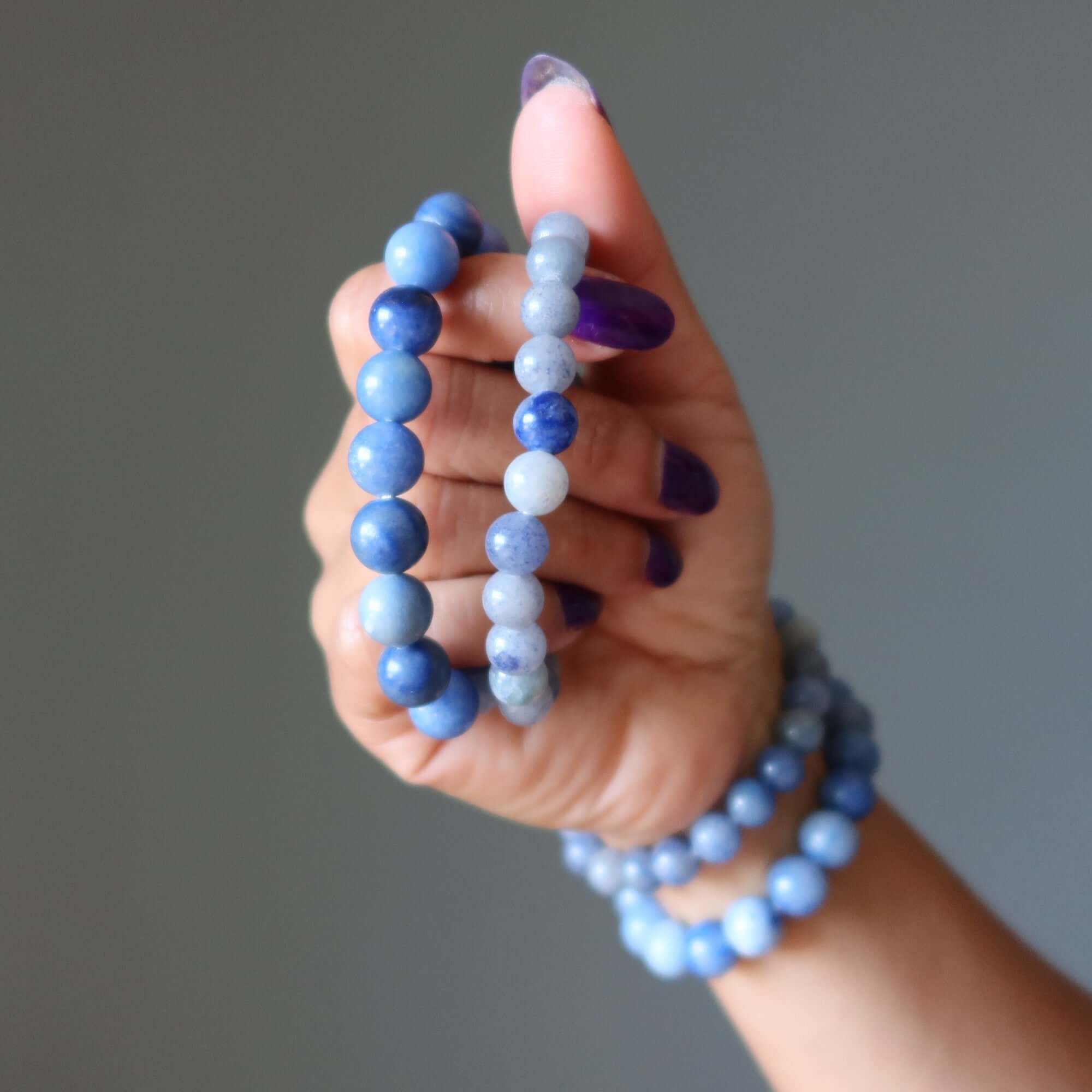 Bracelet en Aventurine Bleue – Perles de Pierres Précieuses pour la Concentration et le Succès