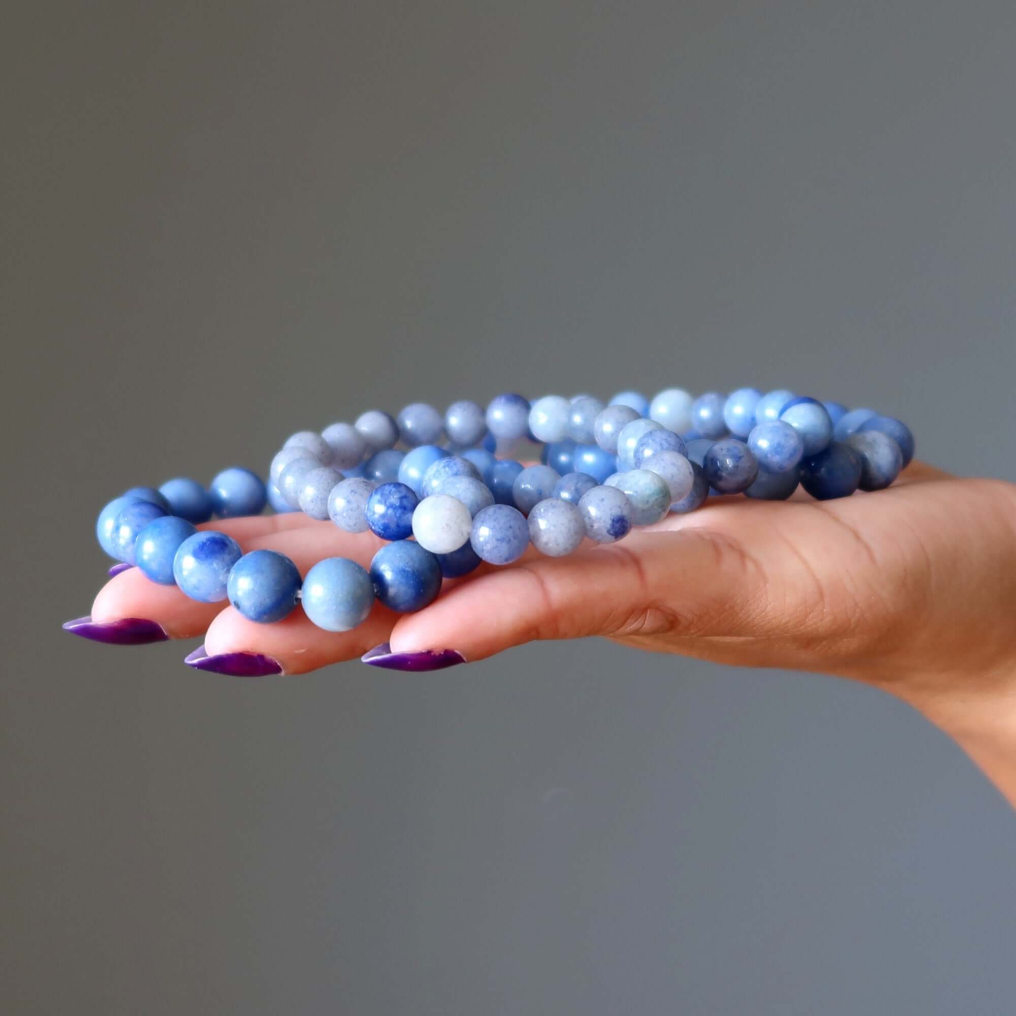 Bracelet en Aventurine Bleue – Perles de Pierres Précieuses pour la Concentration et le Succès