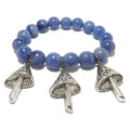 Blue Aventurine Bracelet Beaded Silver Magic Mushroom Charm