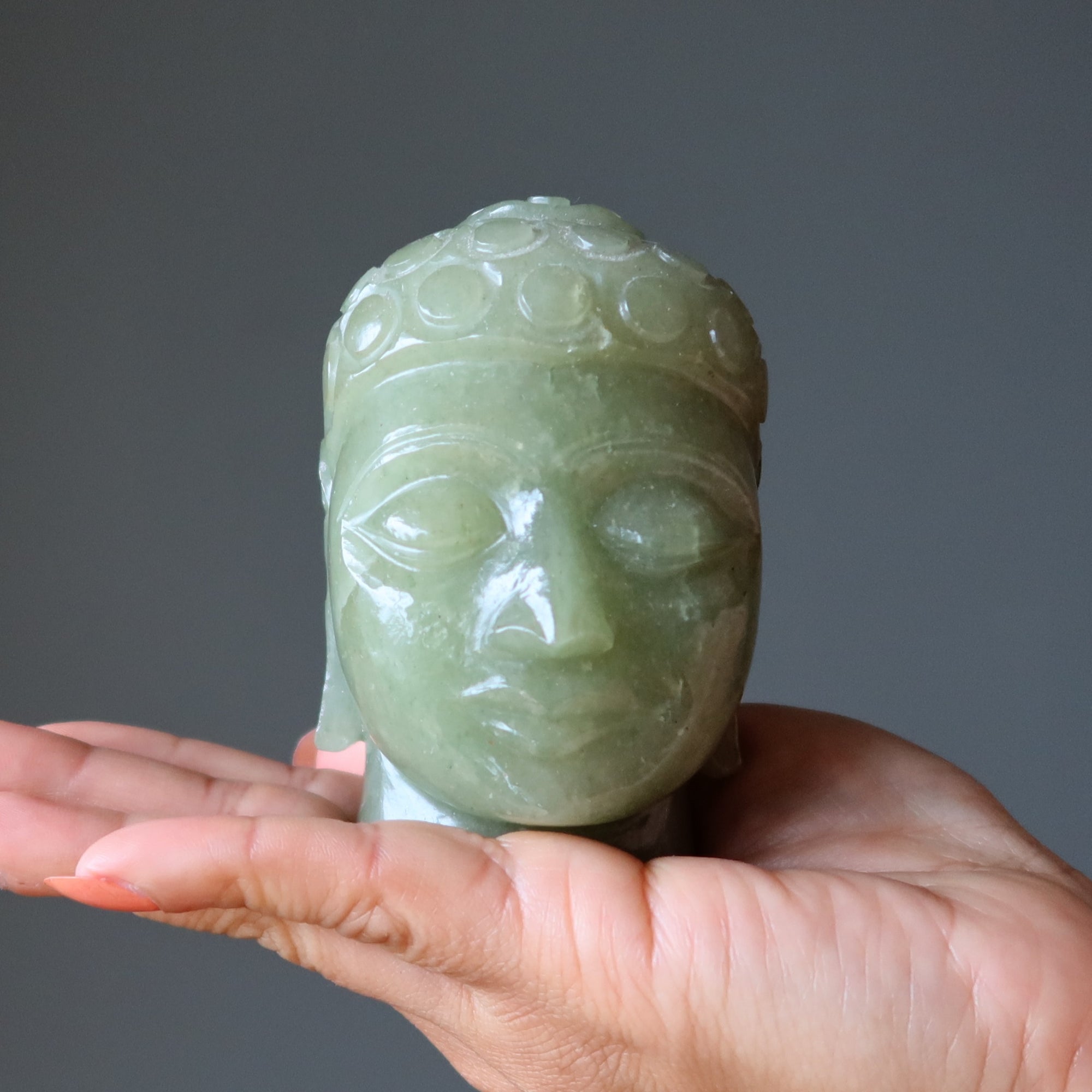 Grüne Aventurin Buddha Kopf Zen Meditationskristall