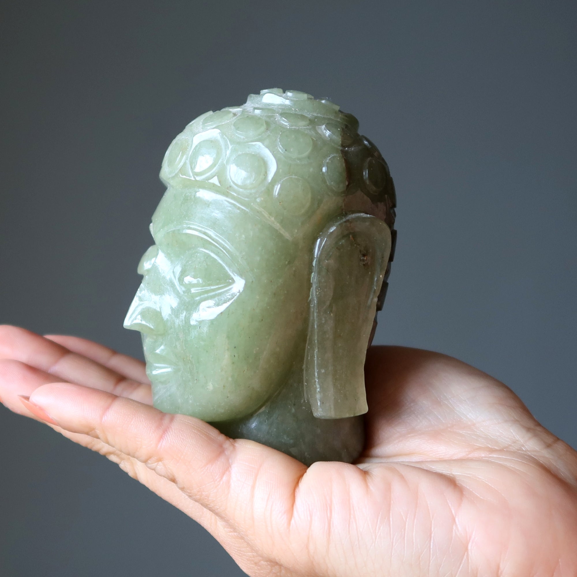 Grüne Aventurin Buddha Kopf Zen Meditationskristall