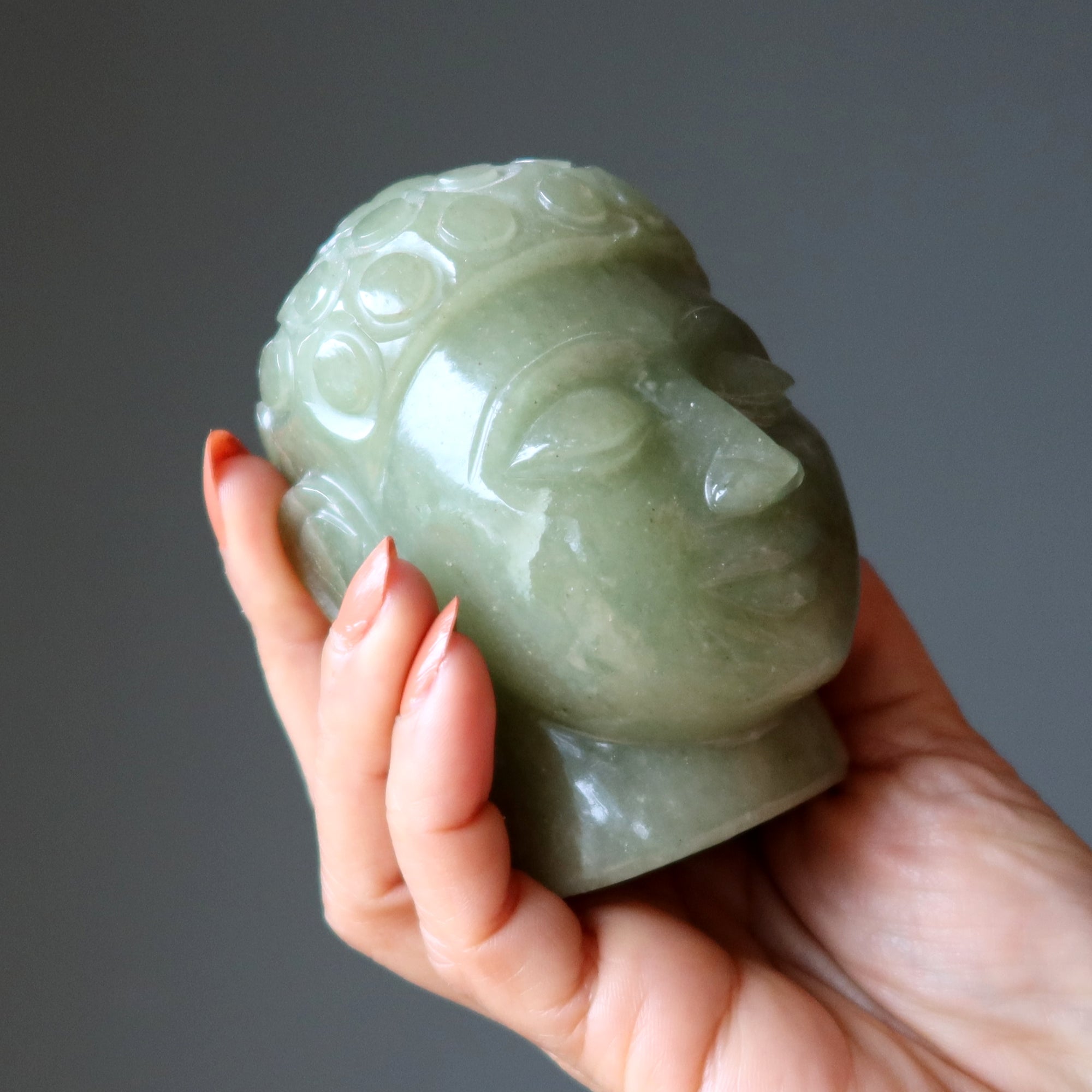 Grüne Aventurin Buddha Kopf Zen Meditationskristall