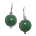 Green Aventurine Earrings Lucky Coins Sterling Silver