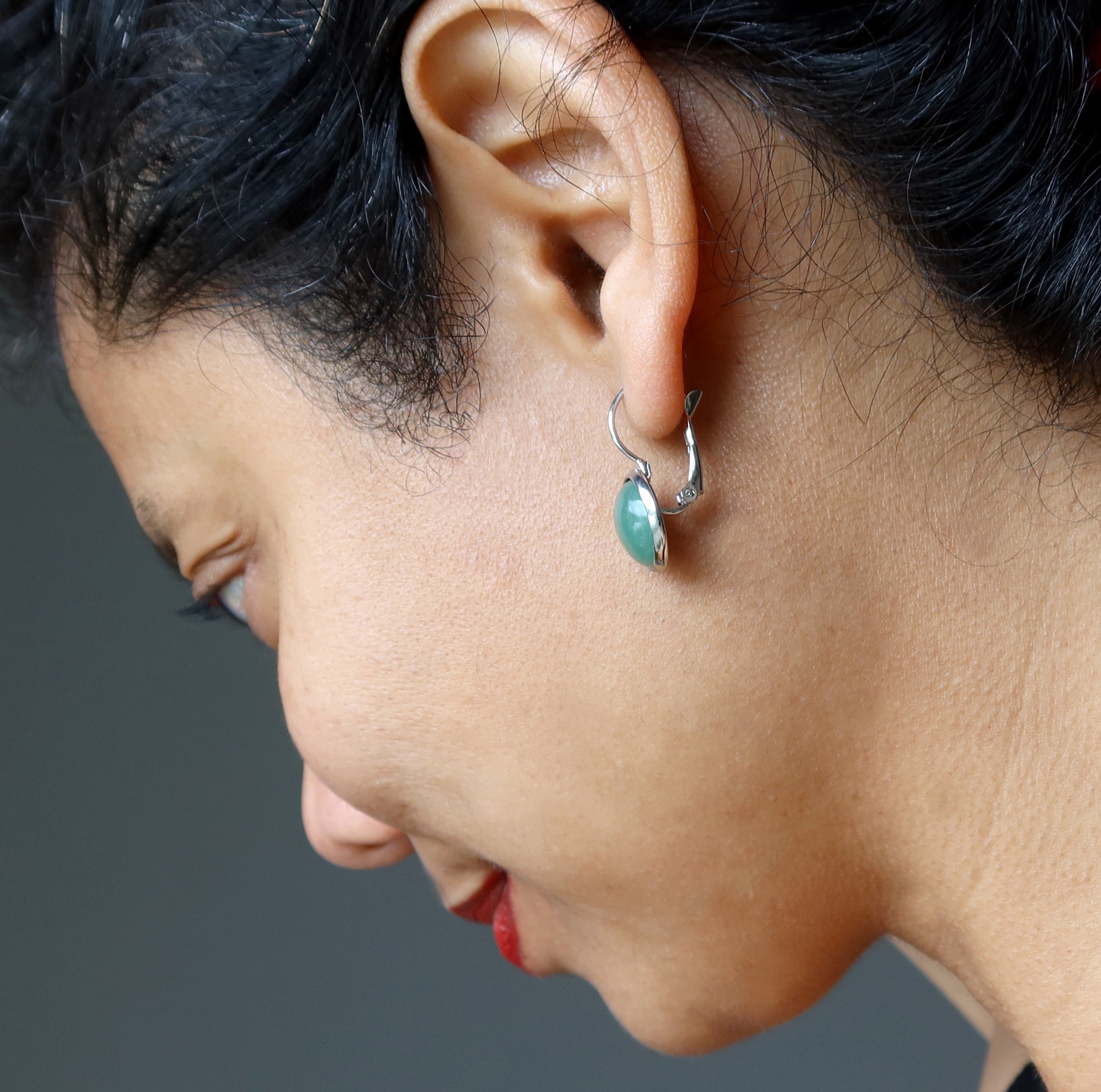 Green Aventurine Earrings Lucky Abundance Silver Medallion