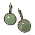 Green Aventurine Earrings Abundance Token Bronze
