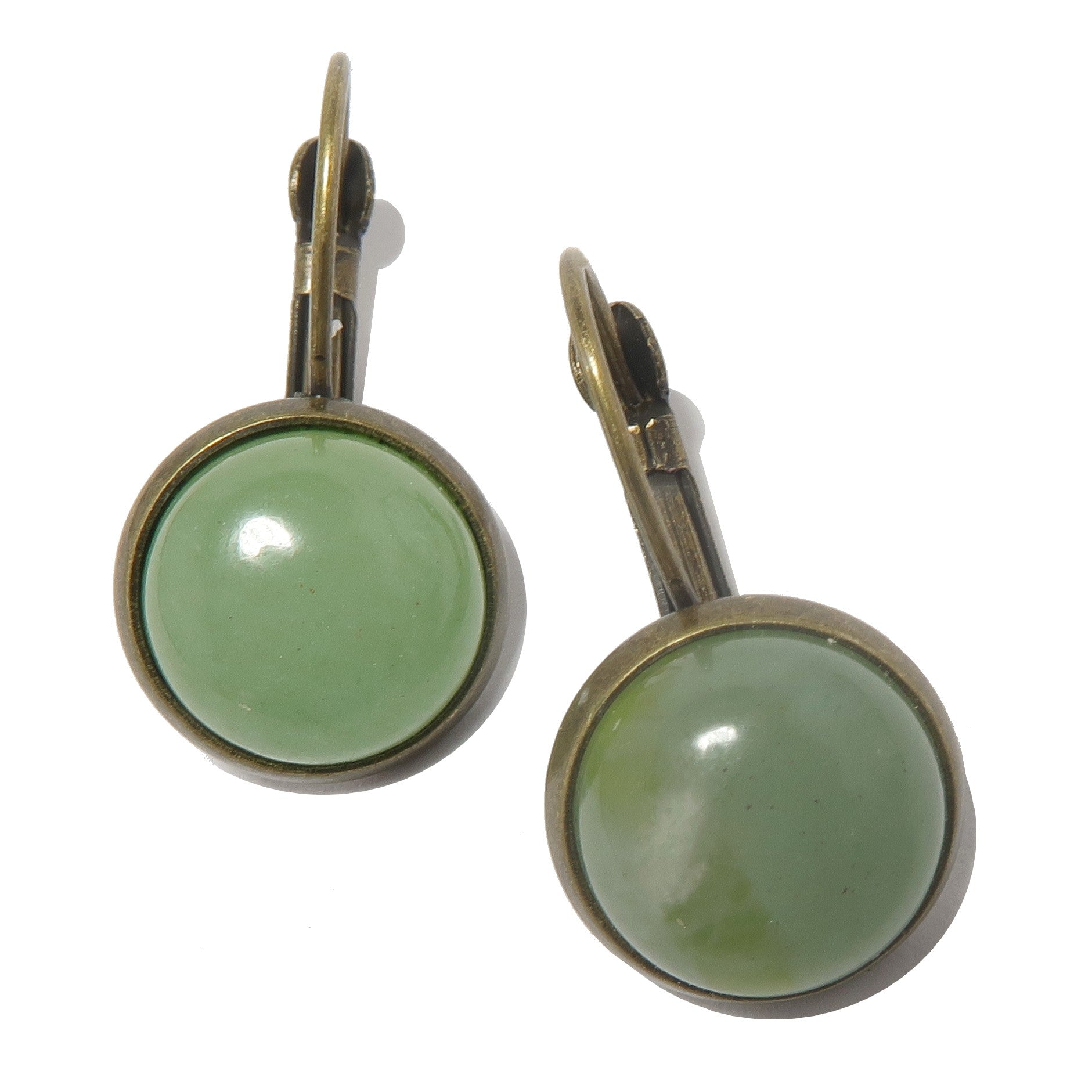 Green Aventurine Earrings Abundance Token Bronze