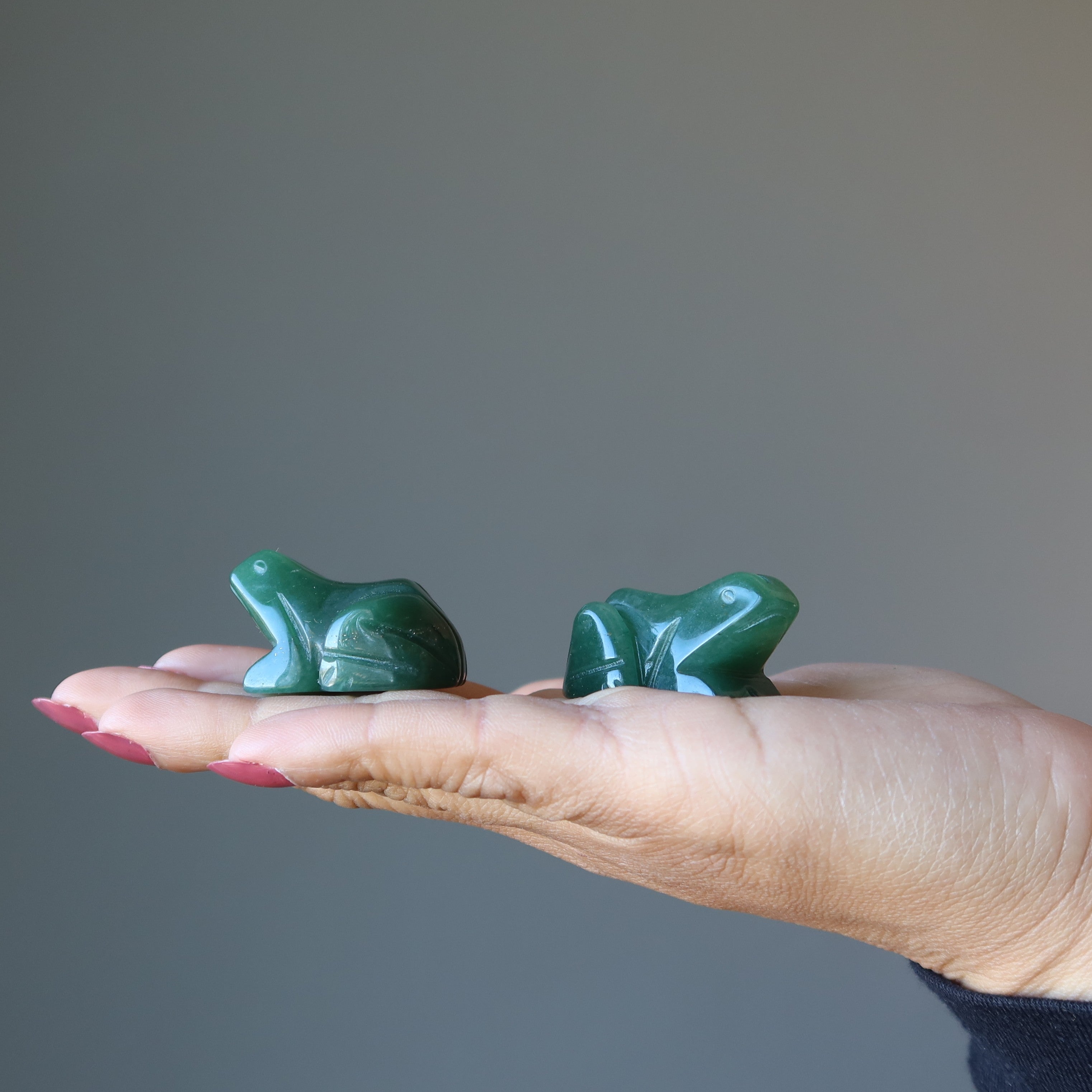 Grüner Aventurin Frosch Sprung des Glaubens Kristallfigur