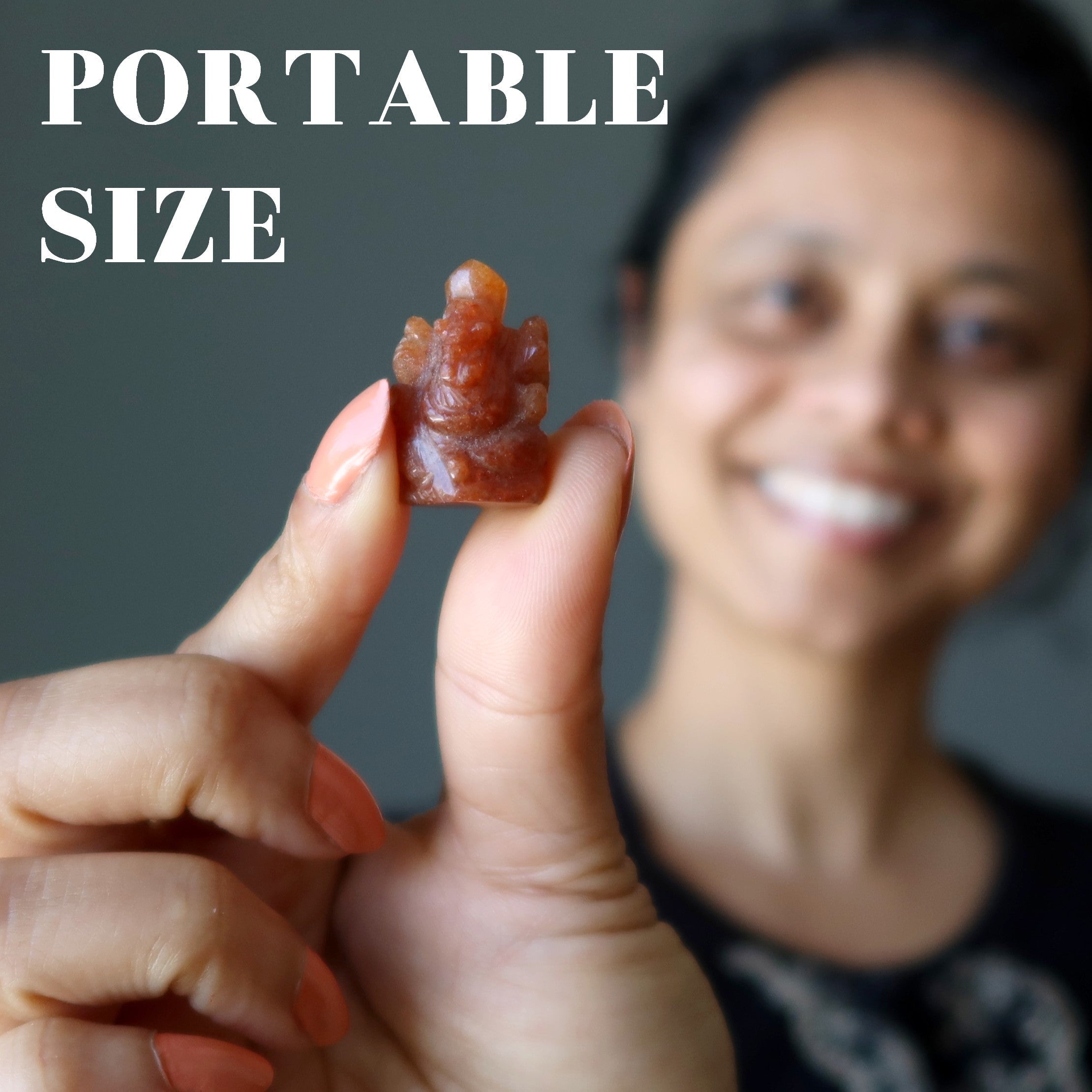 Aventurin Ganesha Elefantengott Statue Miniatur Rot