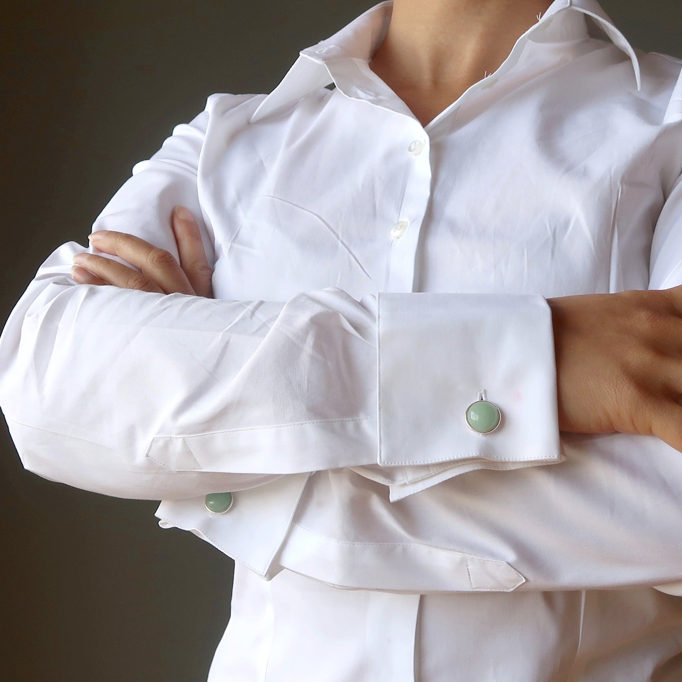 Green Aventurine Cufflinks Dress Success Silver