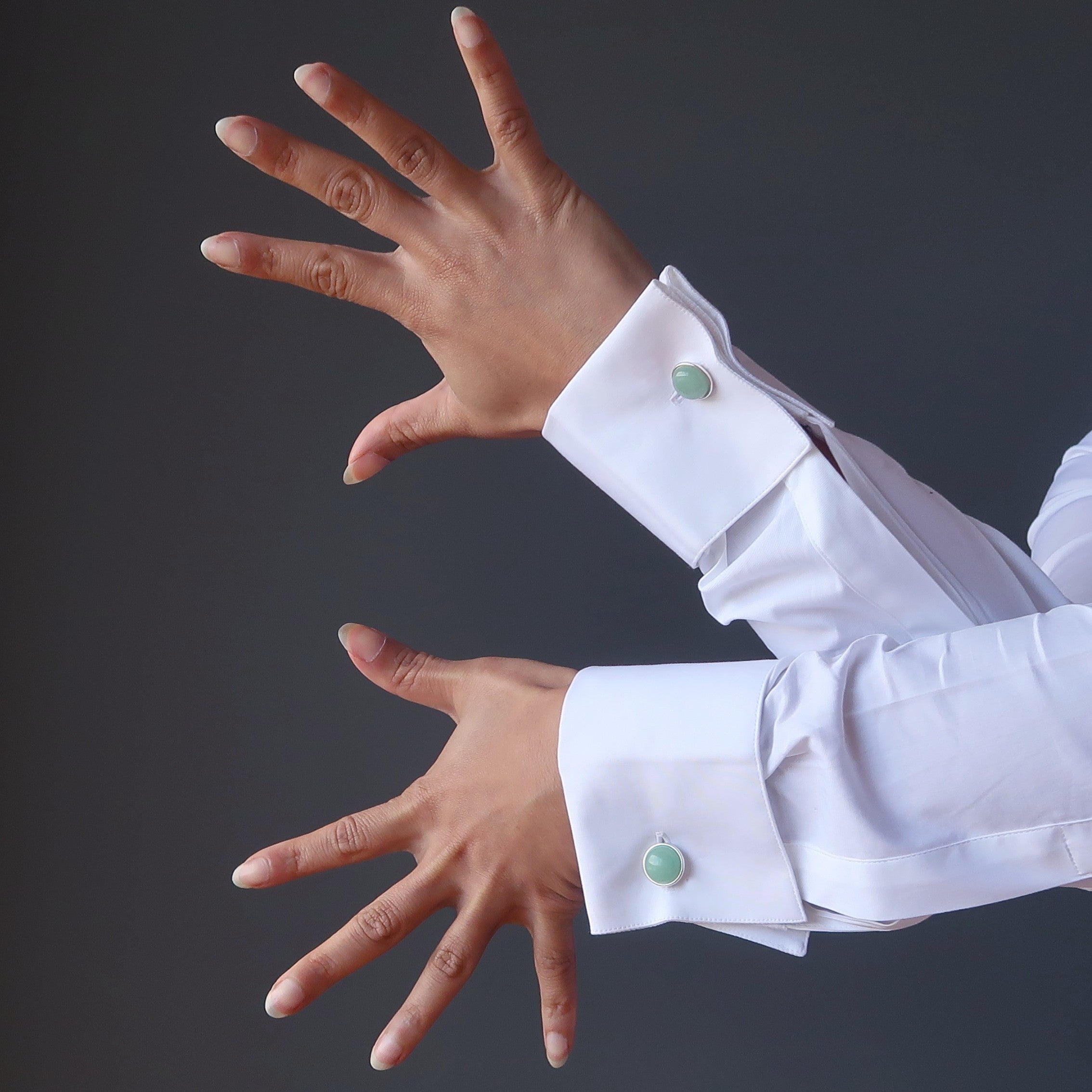 Green Aventurine Cufflinks Dress Success Silver