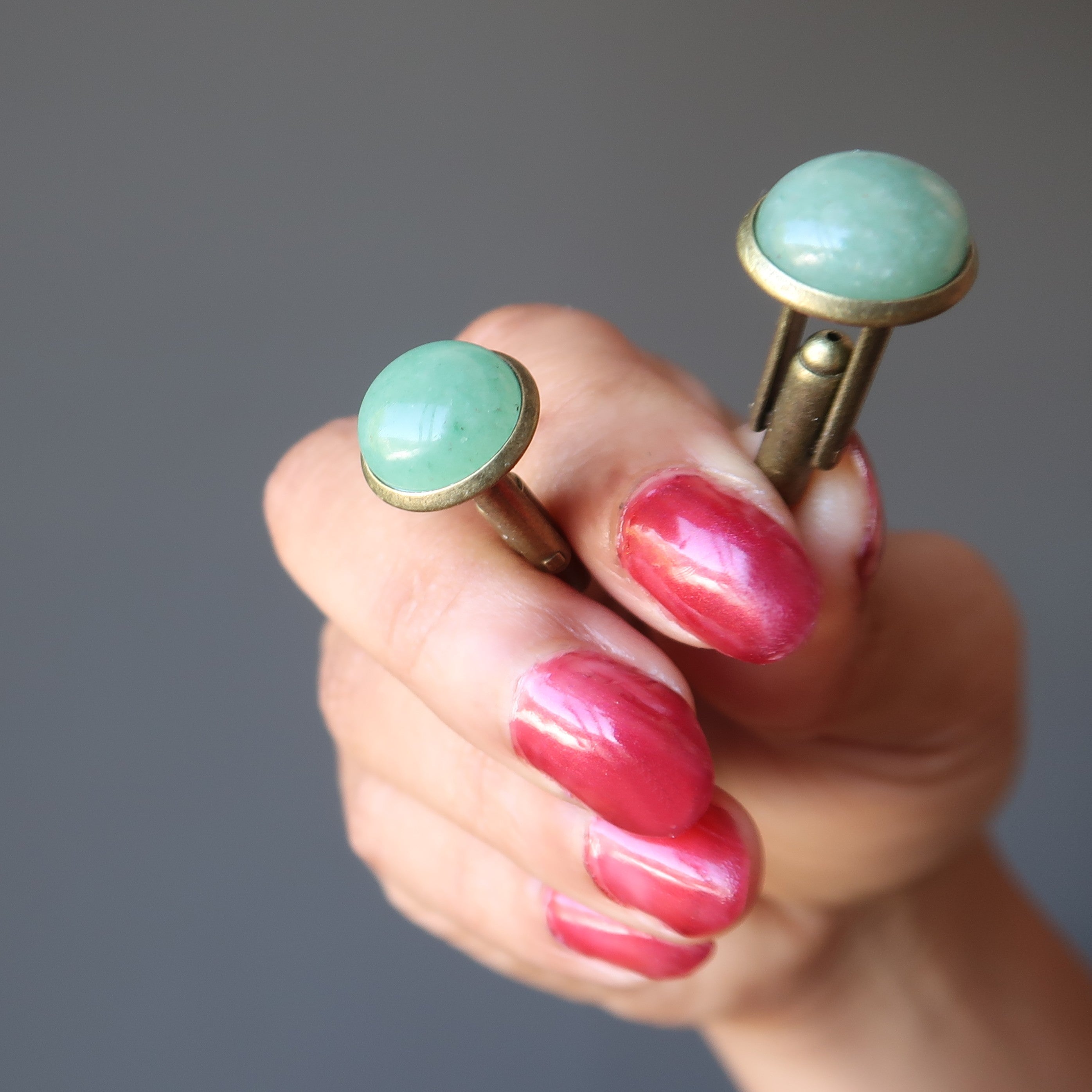 Green Aventurine Cufflinks Wealthy Boss Bronze