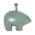 Green Aventurine Pendant Abundant Bear Silver
