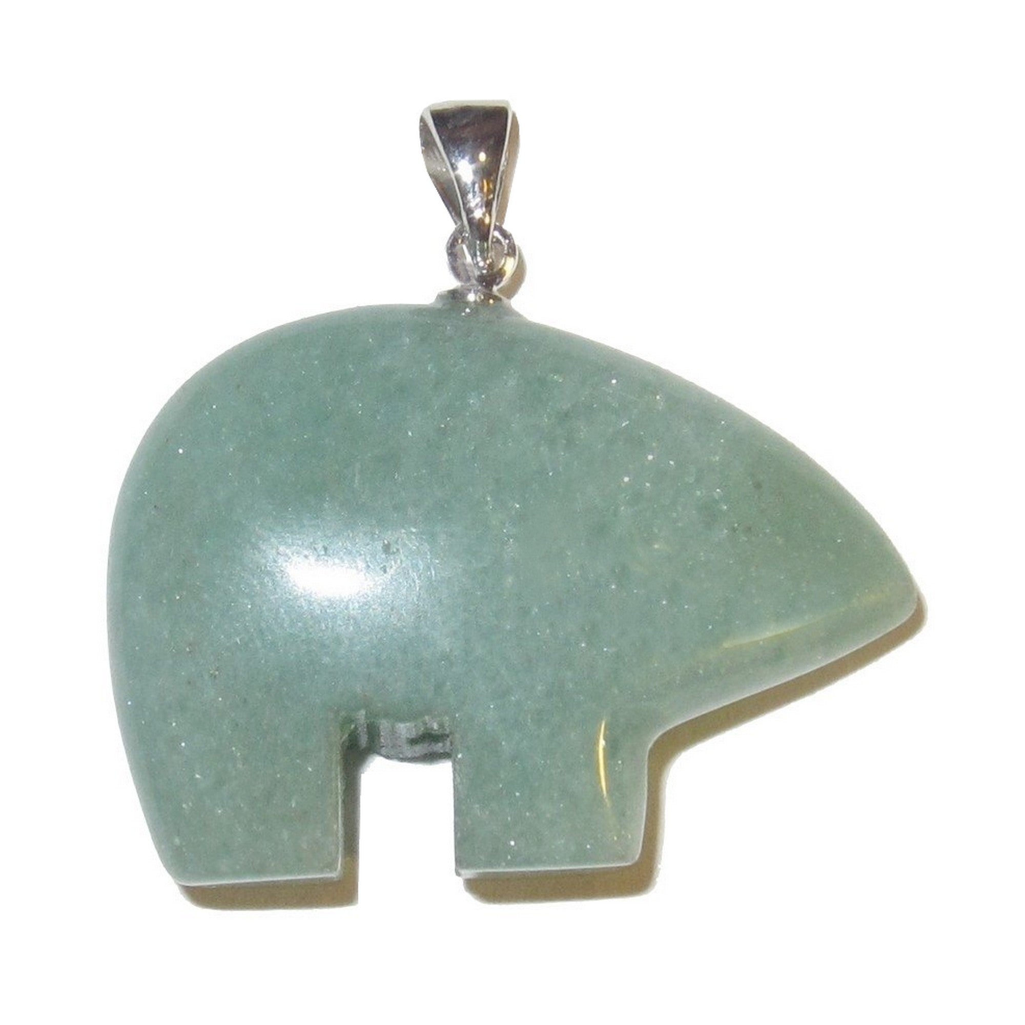 Green Aventurine Pendant Abundant Bear Silver