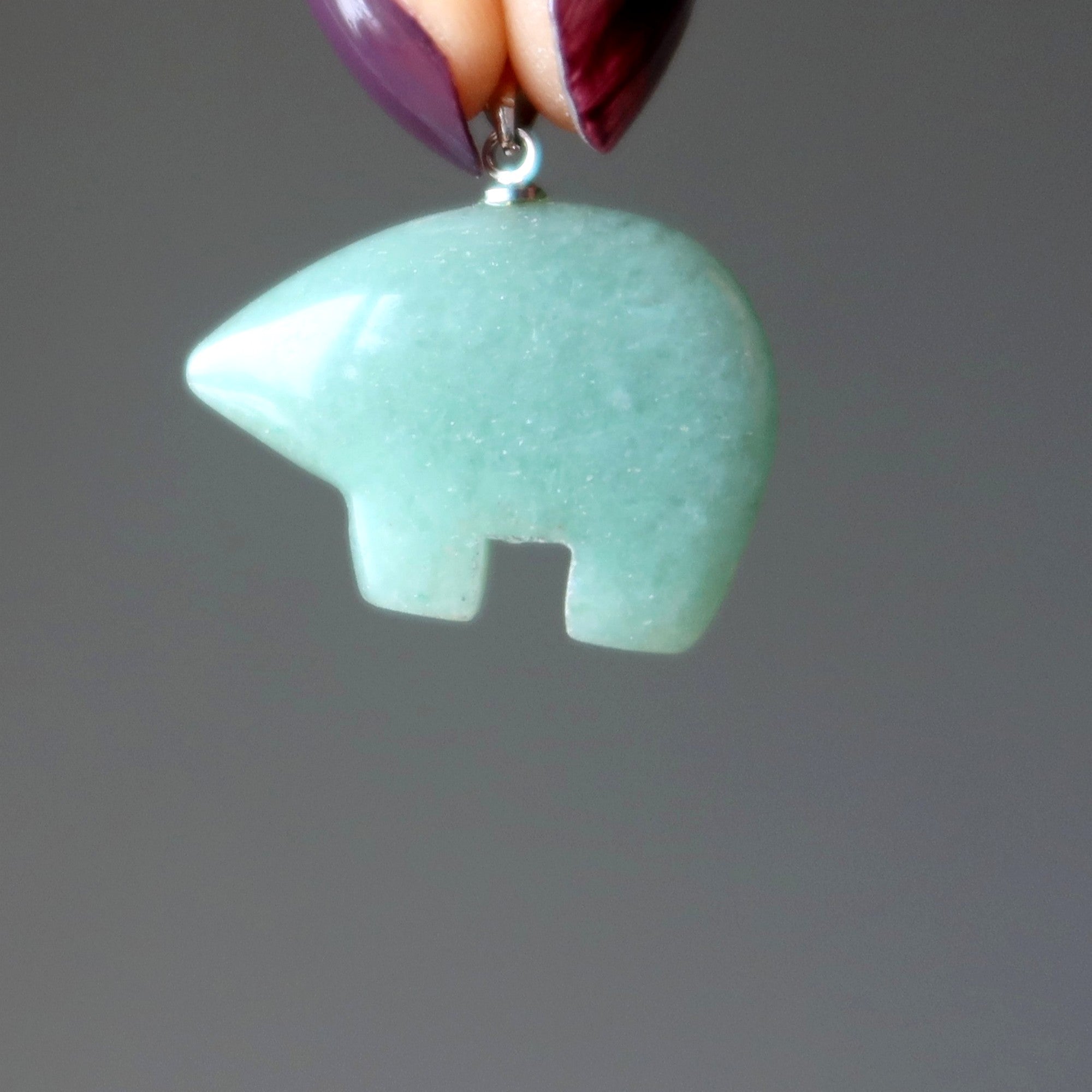 Green Aventurine Pendant Abundant Bear Silver