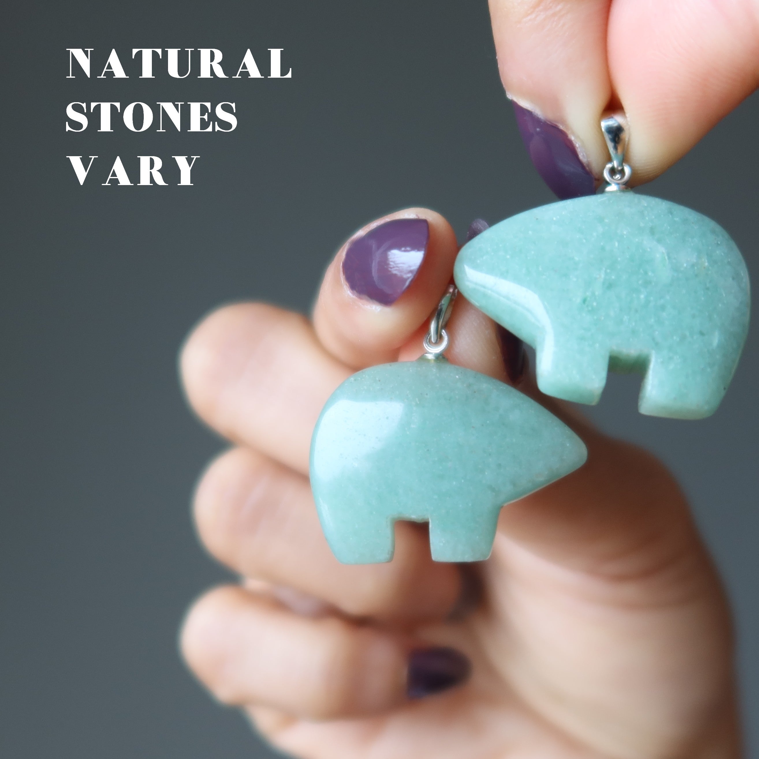 Green Aventurine Pendant Abundant Bear Silver