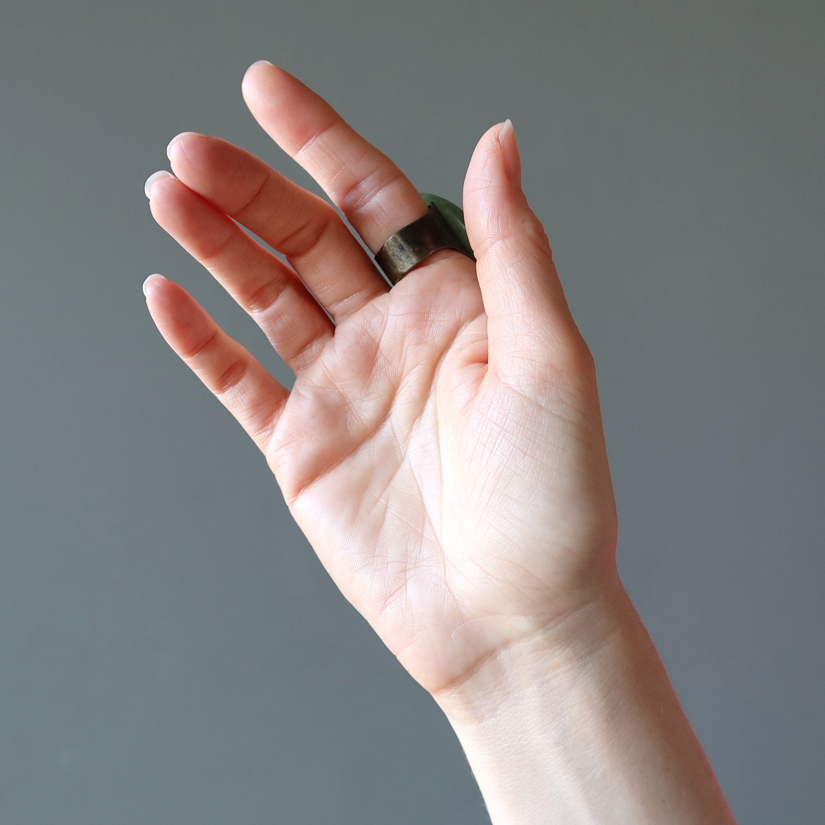 Green Aventurine Ring Big Bounty Bronze Adjustable