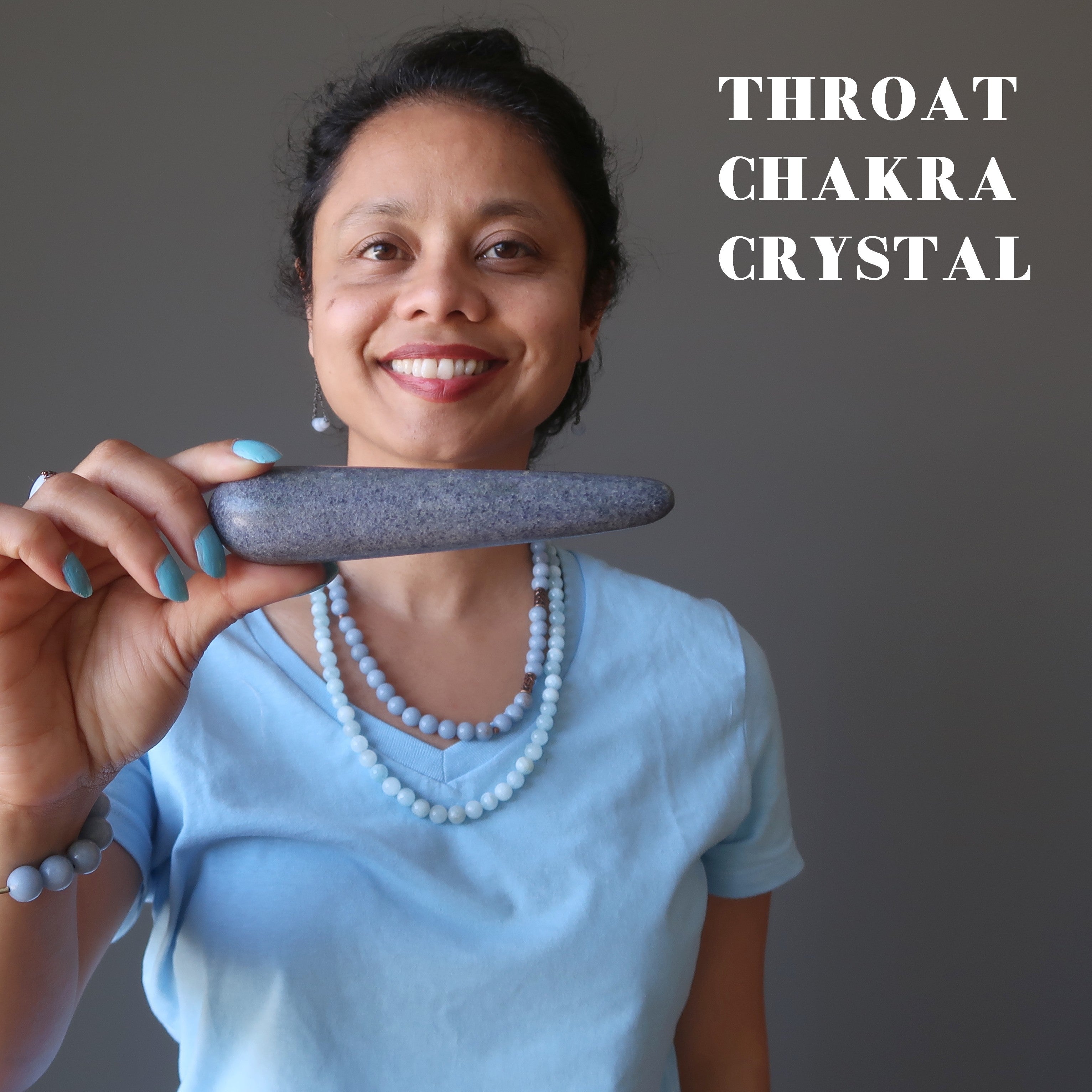 Aventurine Massage Wand Blue Denim Crystal Pressure Point Therapy