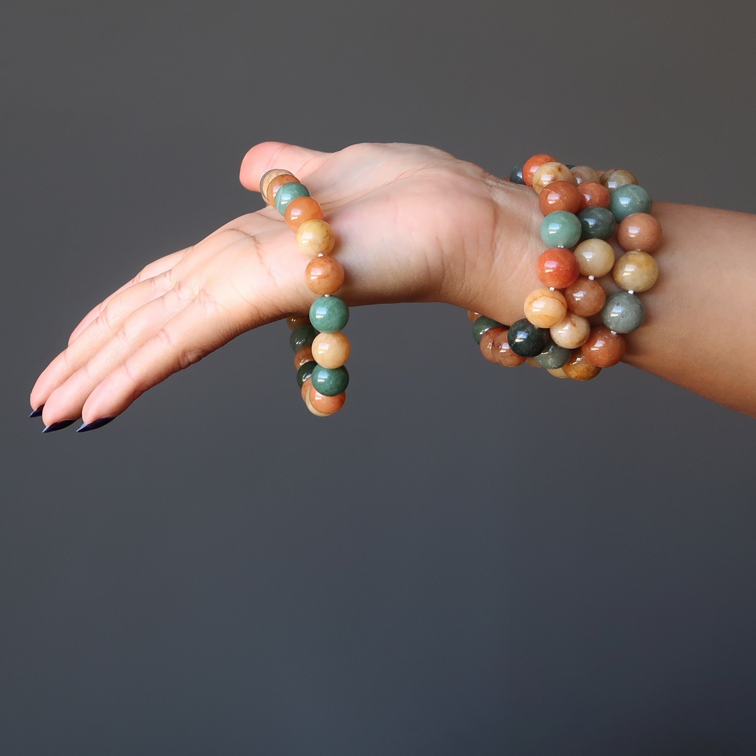 Aventurine Bracelet Multi-Color Gemstone Beads of Abundance