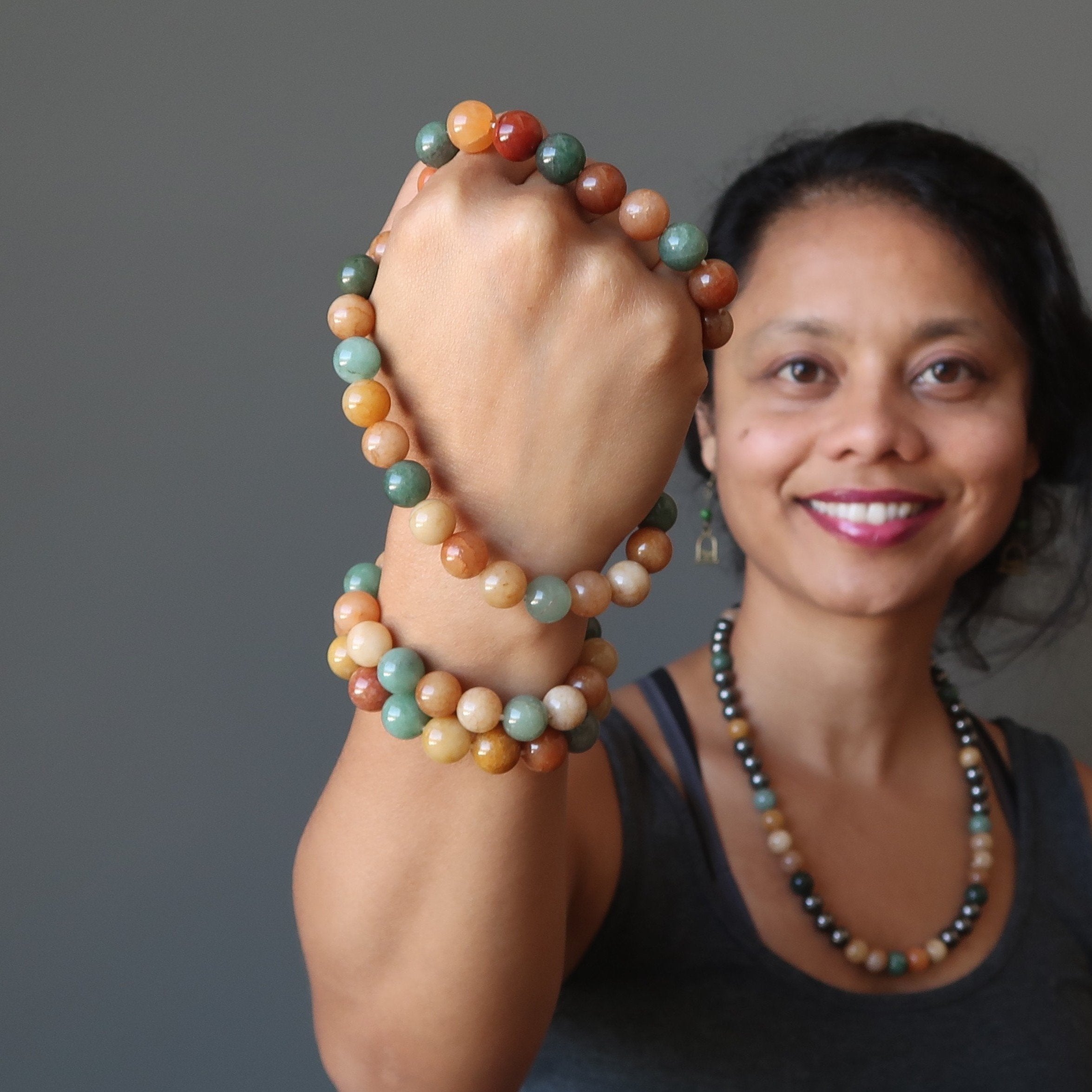 Aventurine Bracelet Multi-Color Gemstone Beads of Abundance