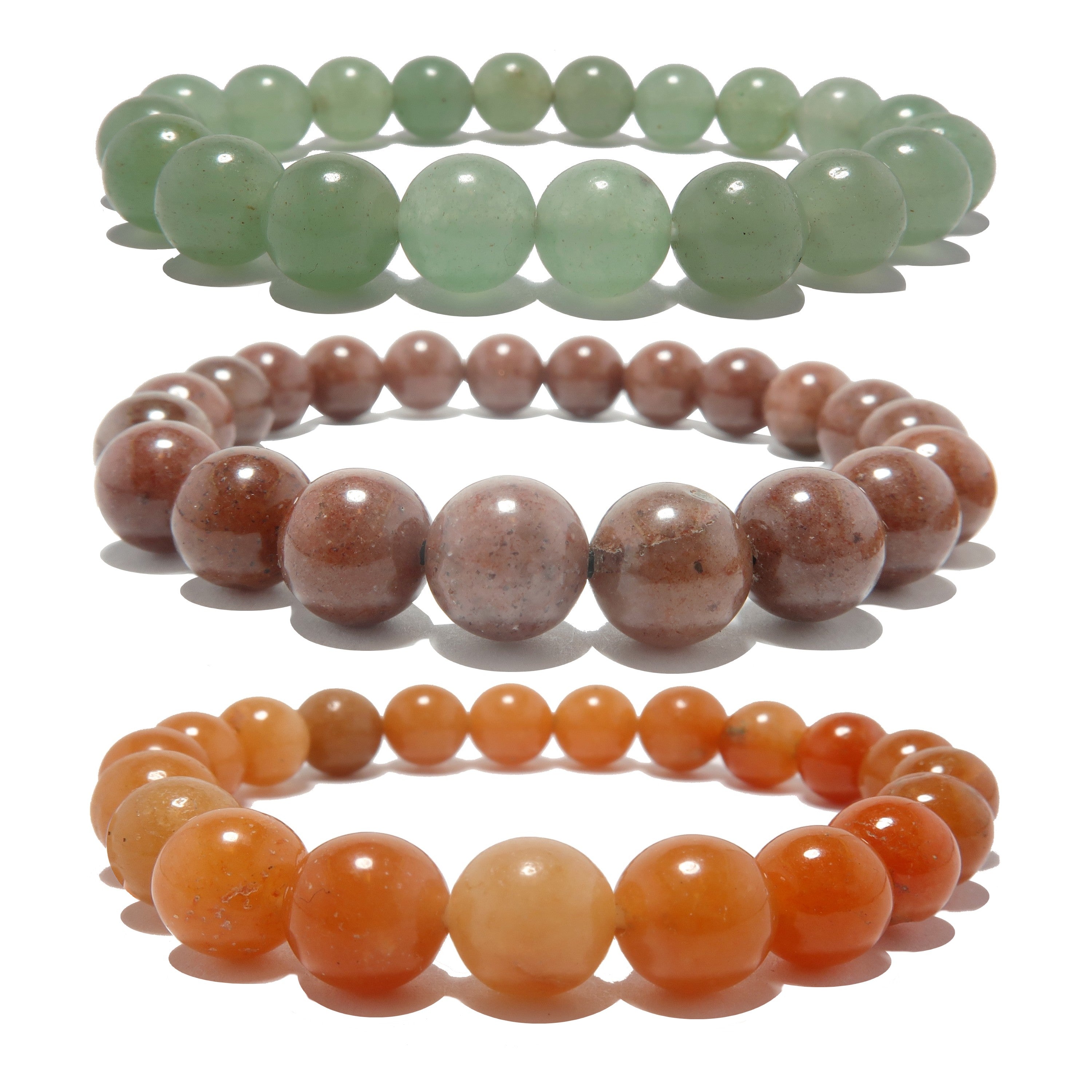 Aventurine Bracelet Set: Green Purple Red Natural Abundance
