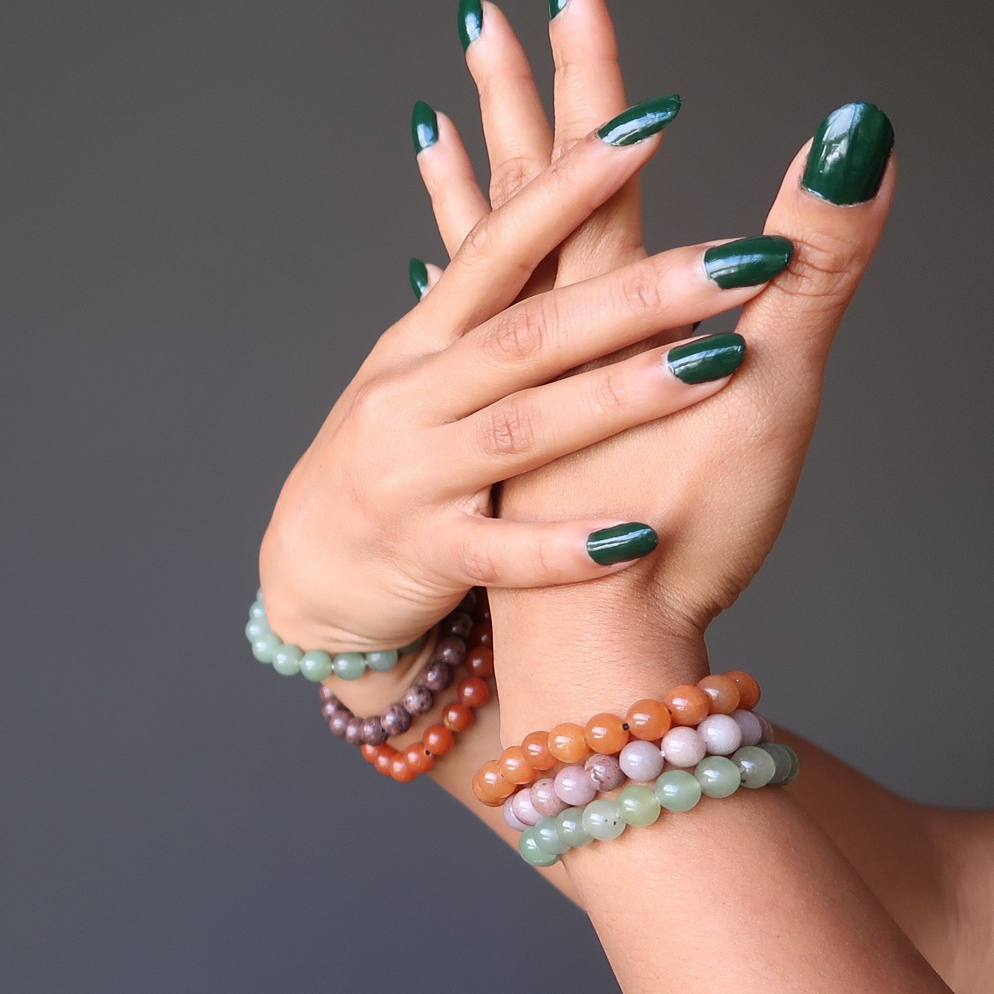 Aventurine Bracelet Set: Green Purple Red Natural Abundance