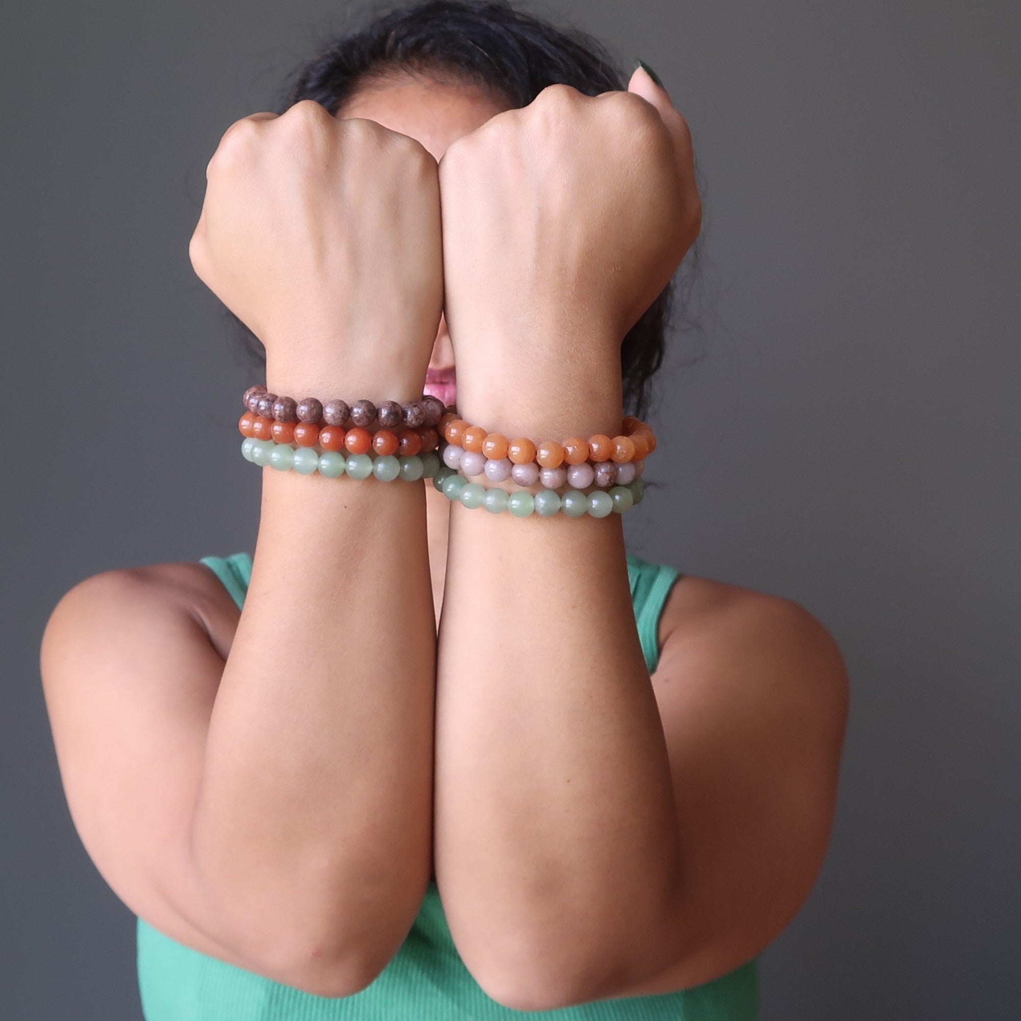 Aventurine Bracelet Set: Green Purple Red Natural Abundance