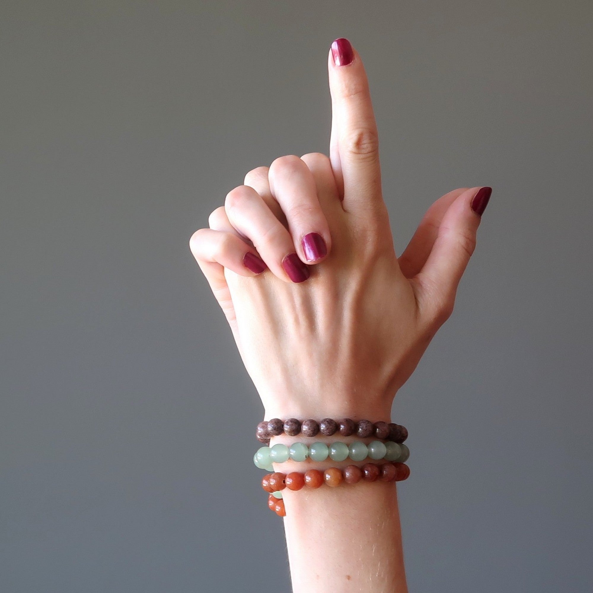 Aventurine Bracelet Set: Green Purple Red Natural Abundance