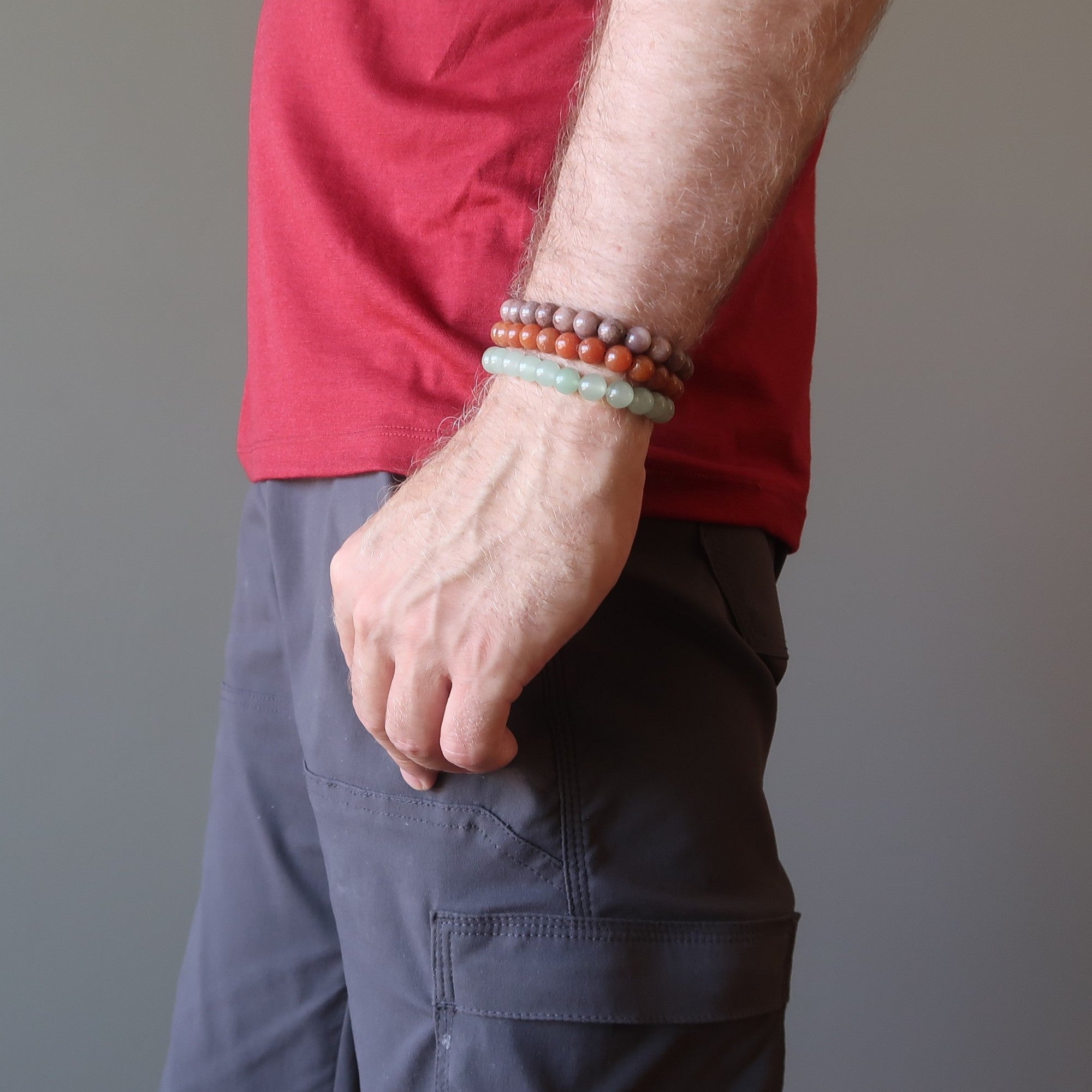 Aventurine Bracelet Set: Green Purple Red Natural Abundance