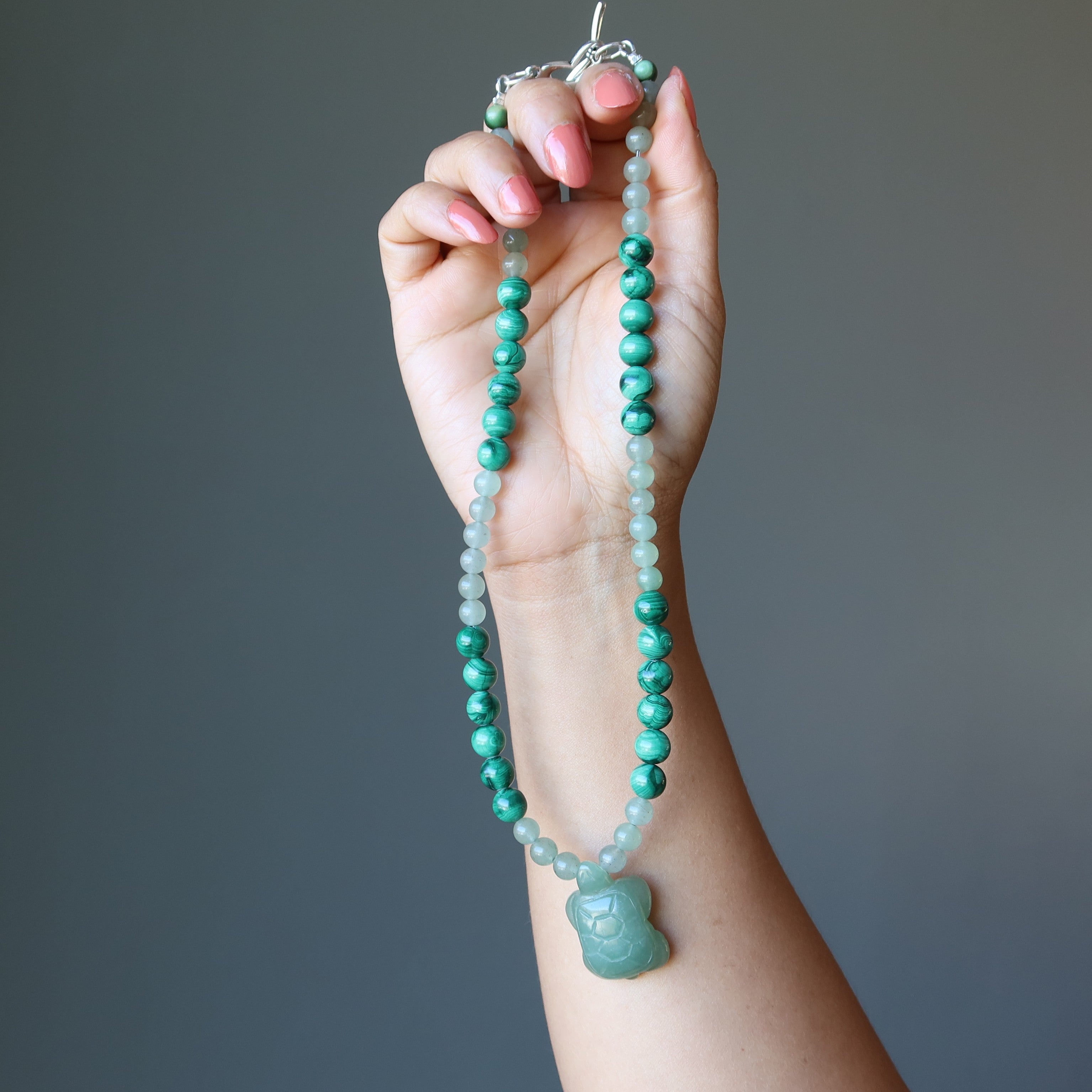 Green Aventurine Necklace Malachite Turtle Prosperity