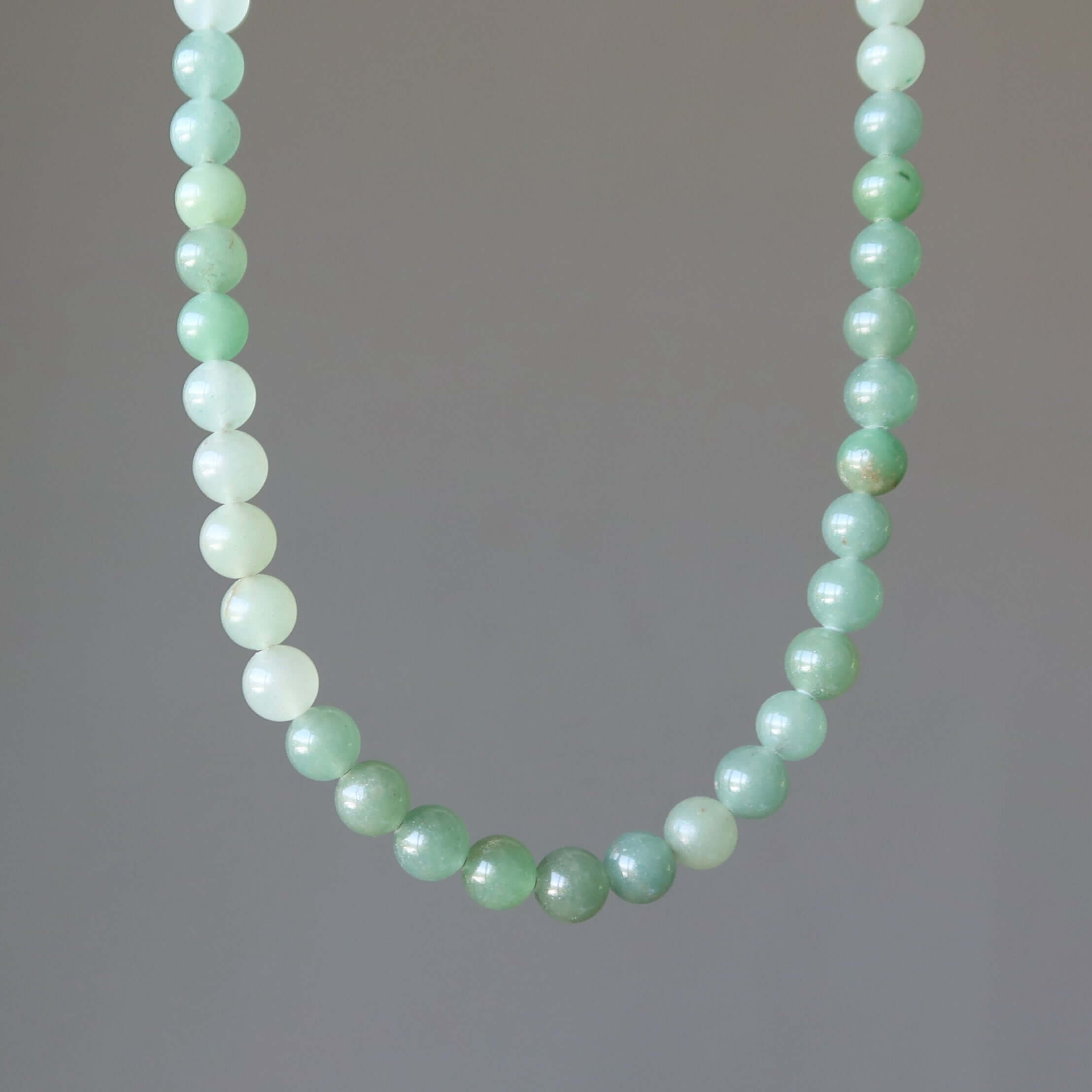 Green Aventurine necklace wear your wealth stones, round 7-8mm beads for abundance and prosperity style