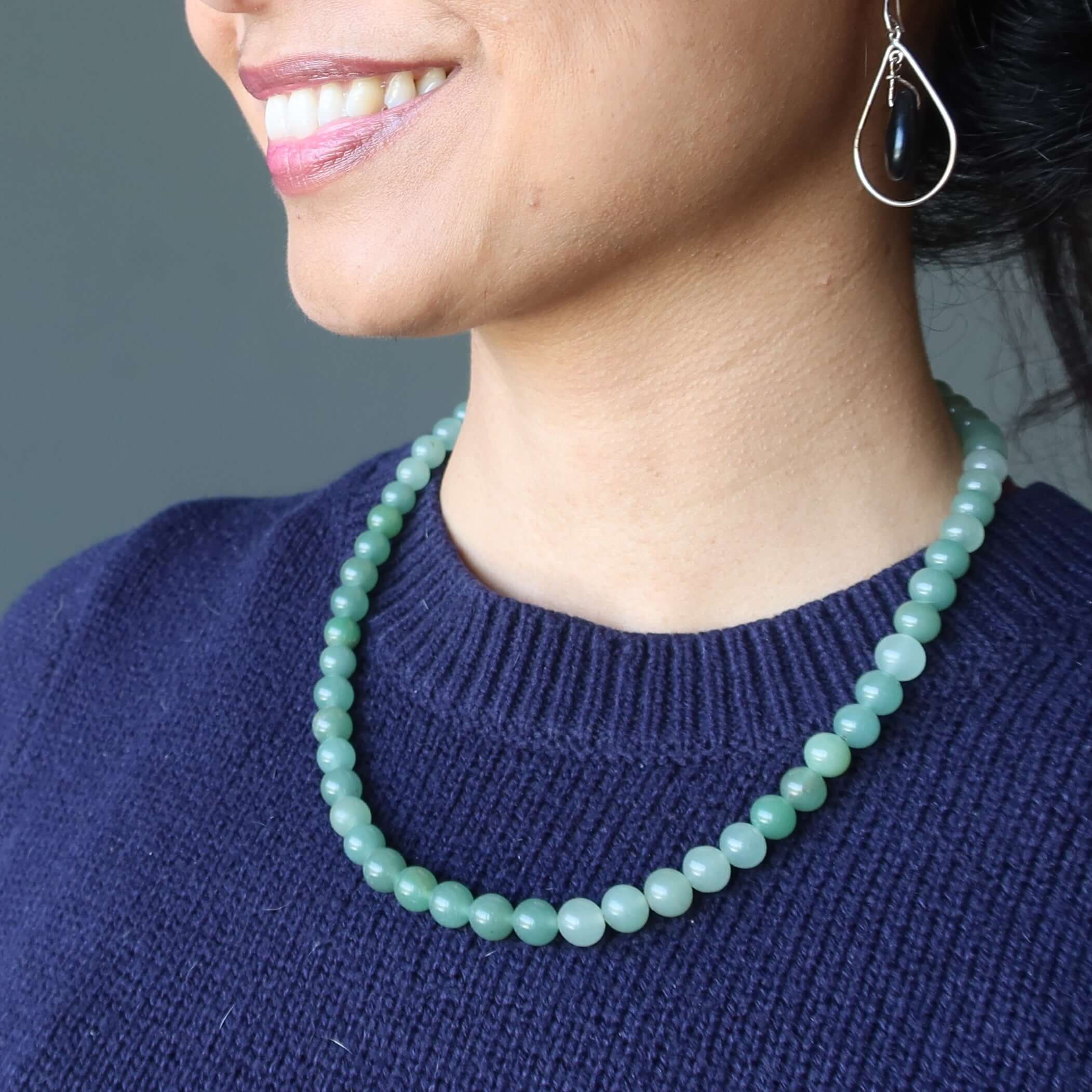 Green Aventurine necklace wear your wealth stones beaded Green gemstone jewelry on woman’s neck