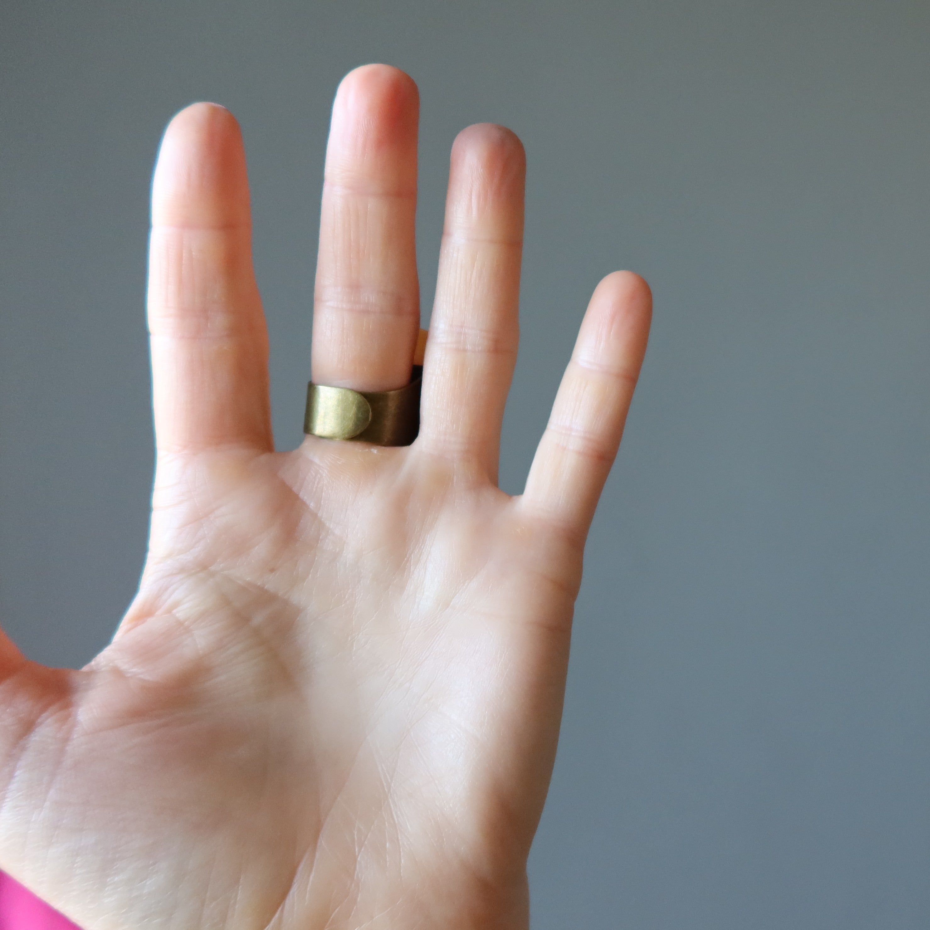 Red Aventurine Ring Big Power Stone Bronze Adjustable