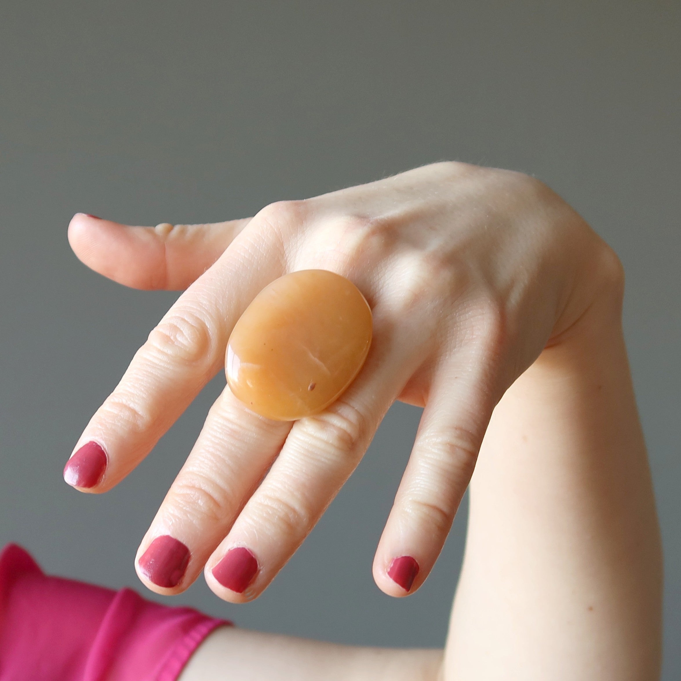 Red Aventurine Ring Big Power Stone Bronze Adjustable